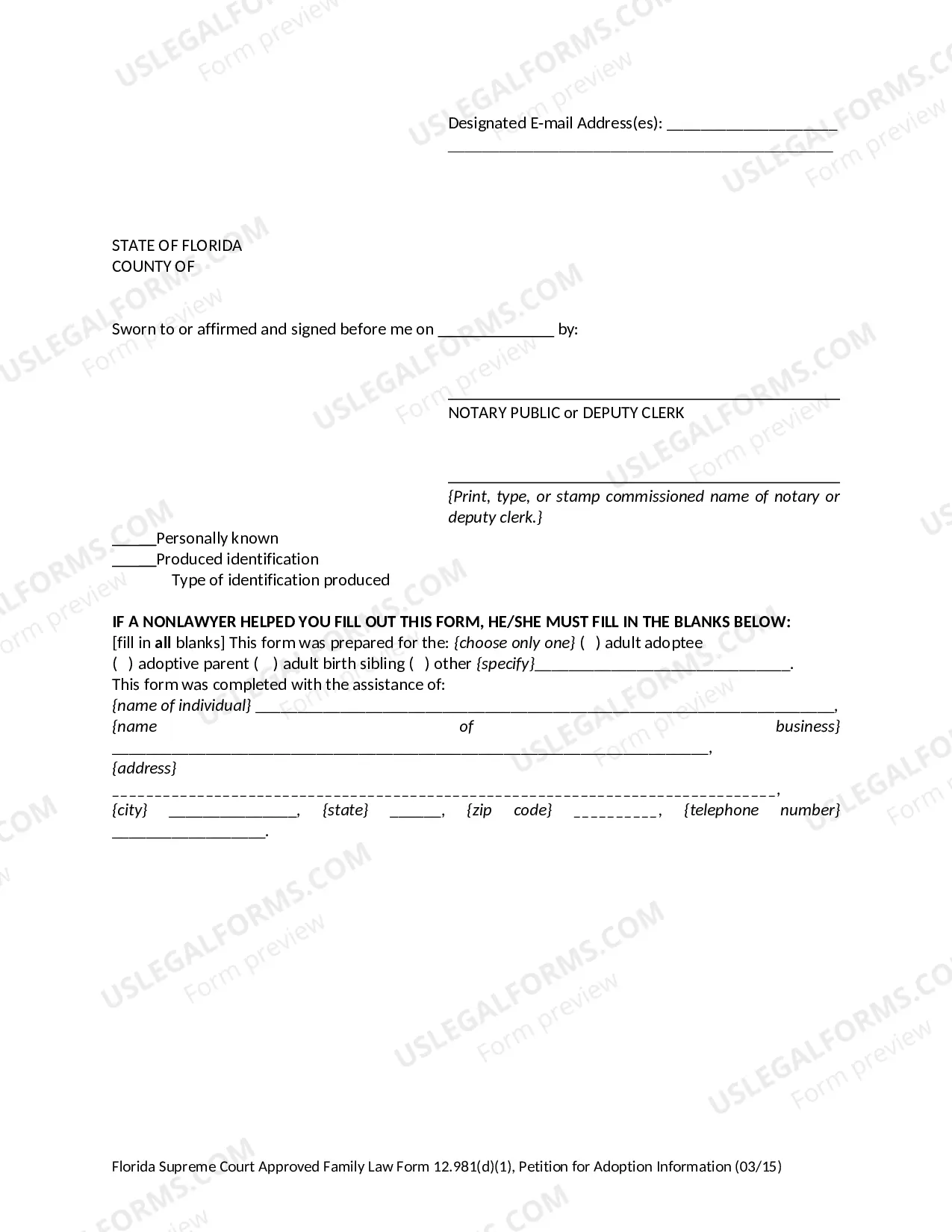 Preview Petition for Adoption Information