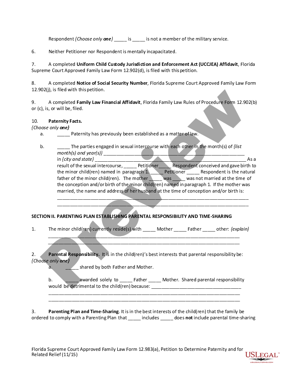page 5 Petition to Determine Paternity and for Related Relief preview