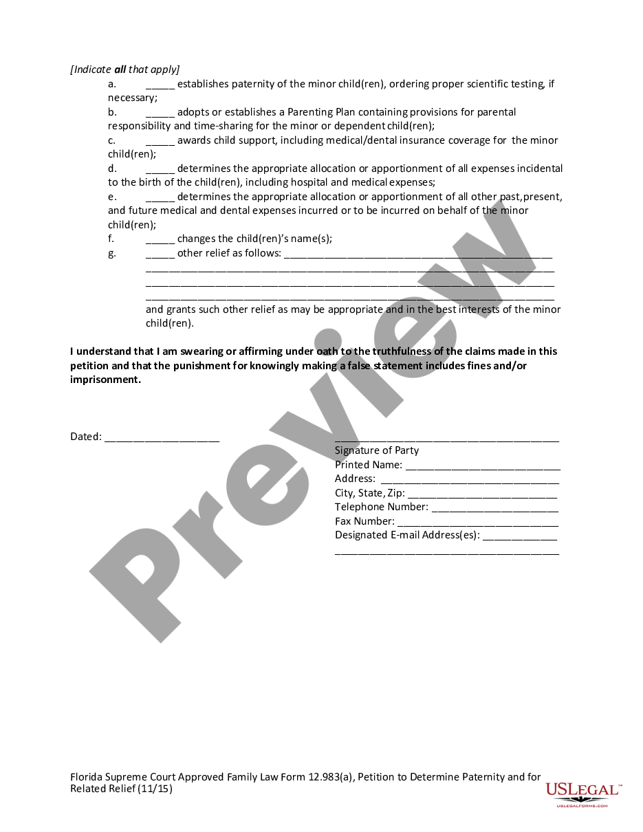 page 8 Petition to Determine Paternity and for Related Relief preview