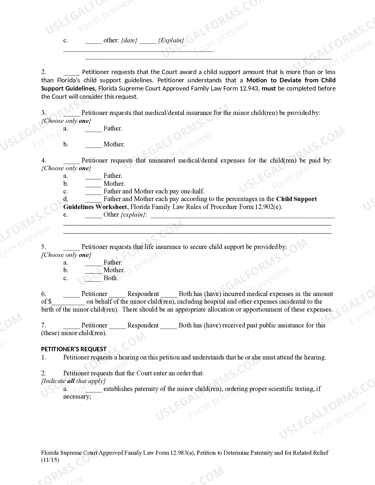Preview Petition to Determine Paternity and for Related Relief