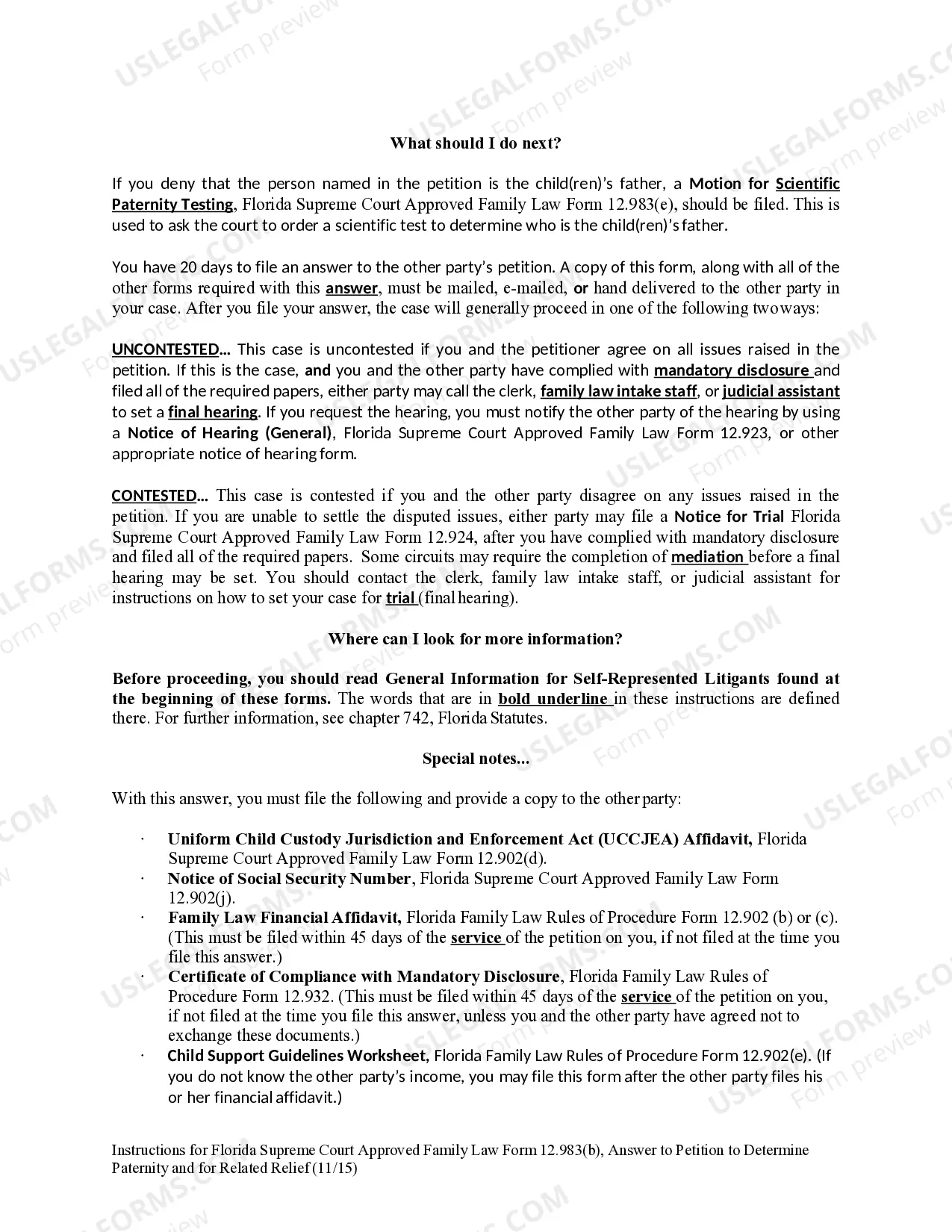 Preview Answer to Petition to Determine Paternity and for Related Relief