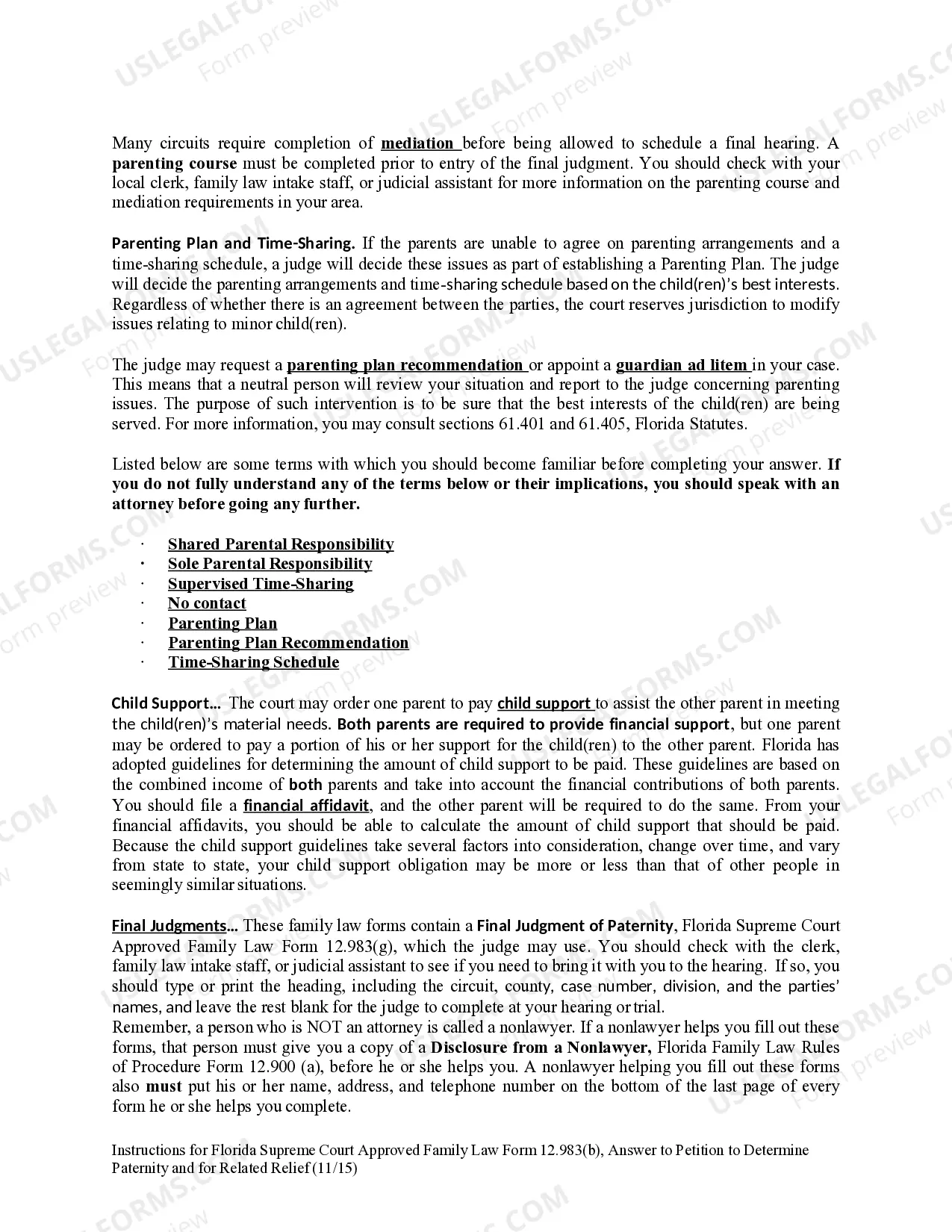 Preview Answer to Petition to Determine Paternity and for Related Relief