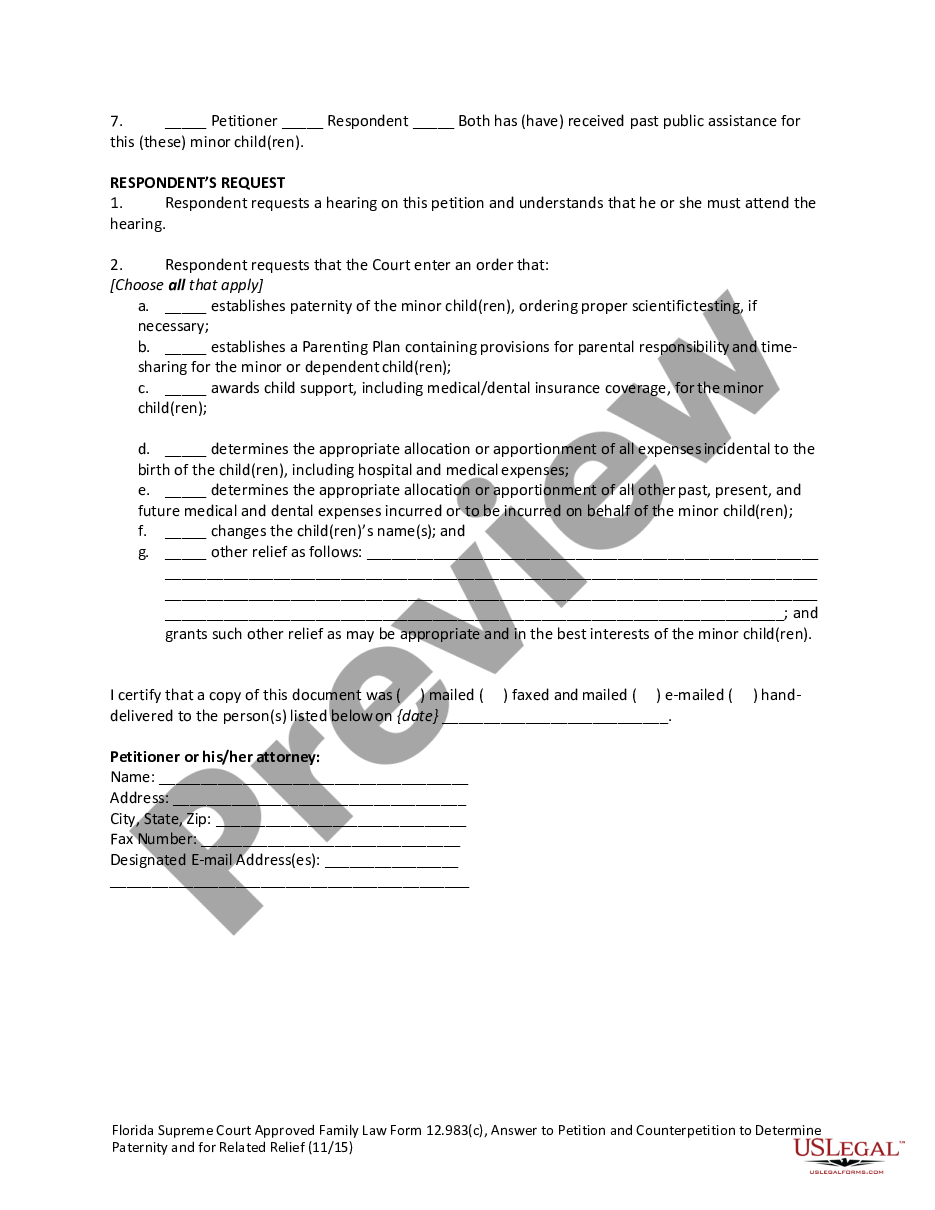 page 8 Answer to Petition and Counterpetition to Determine Paternity and for Related Relief preview