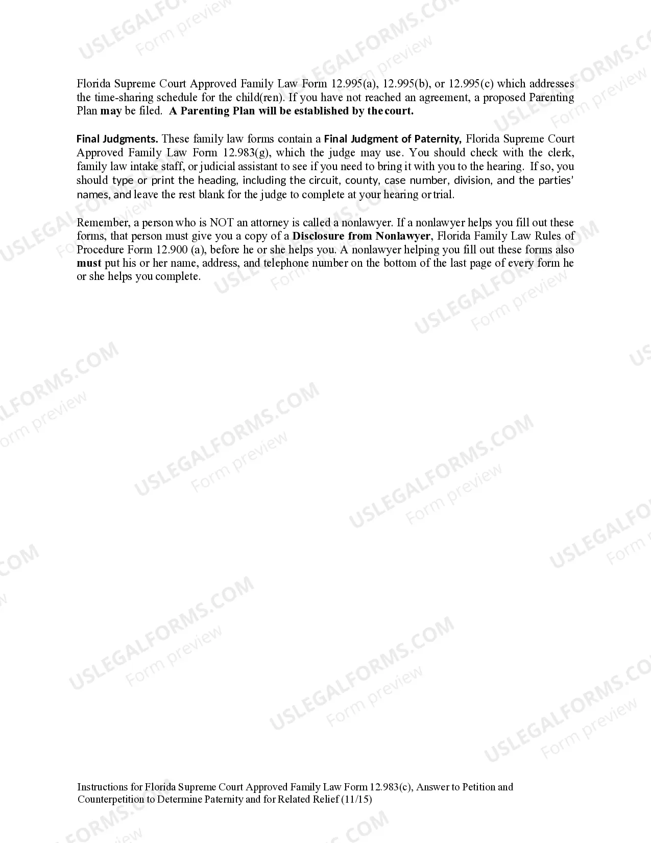 Preview Answer to Petition and Counterpetition to Determine Paternity and for Related Relief