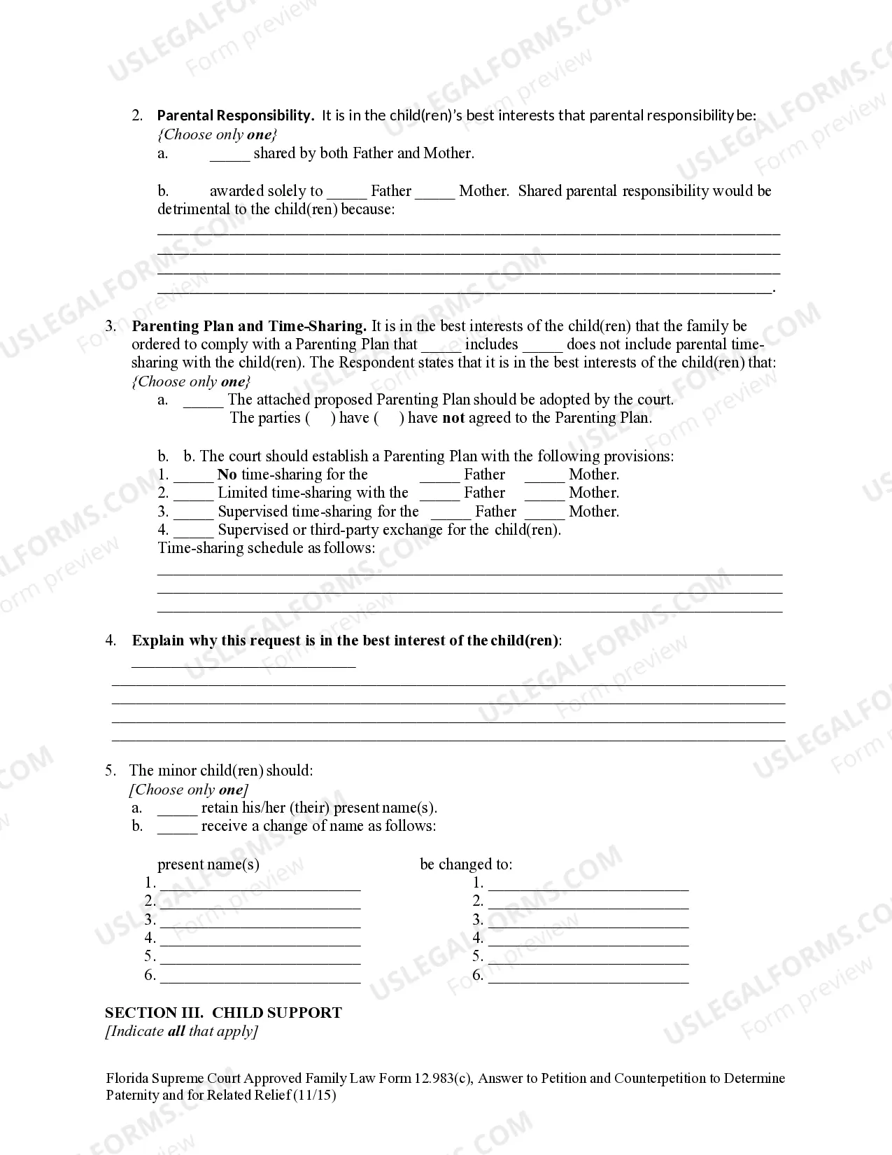 Preview Answer to Petition and Counterpetition to Determine Paternity and for Related Relief