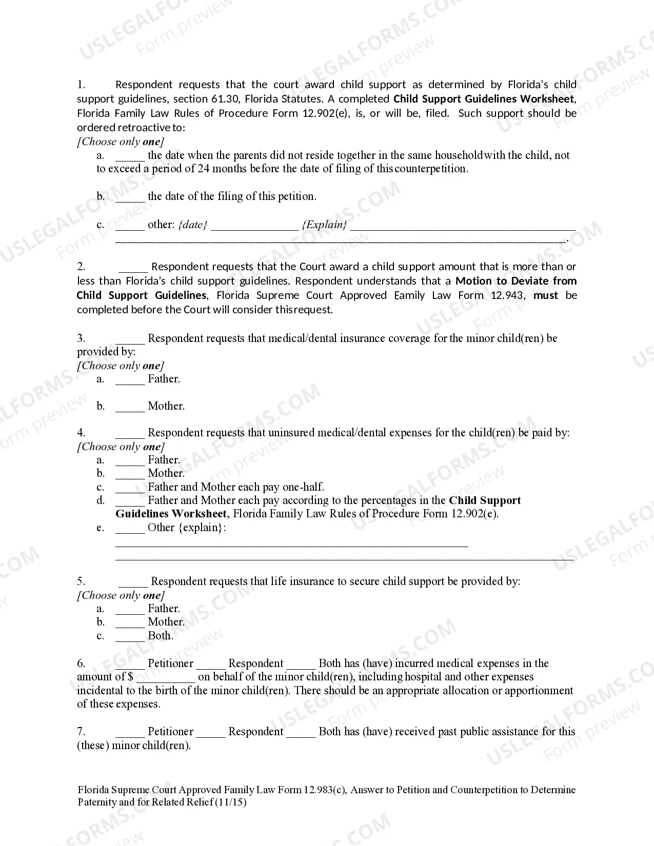 Preview Answer to Petition and Counterpetition to Determine Paternity and for Related Relief