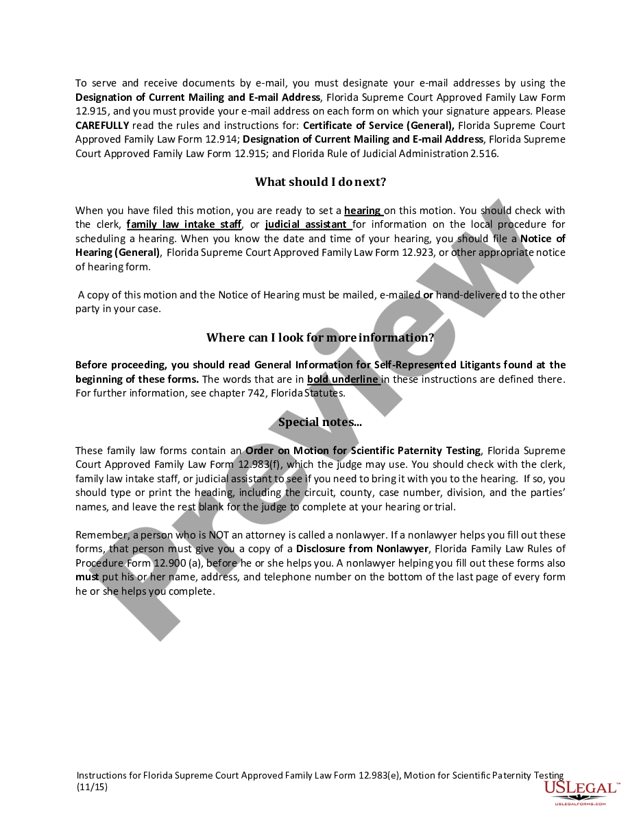 page 1 Motion for Scientific Paternity Testing - Official preview