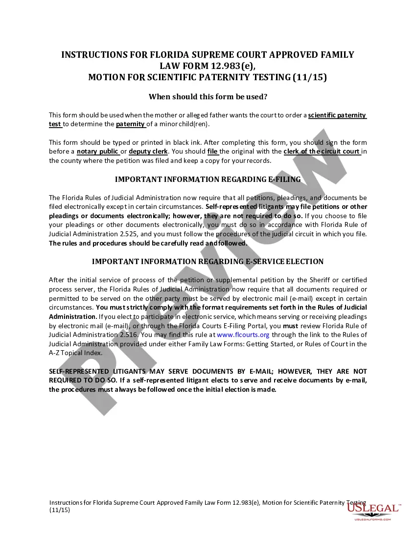 Motion For Paternity Test Form | US Legal Forms