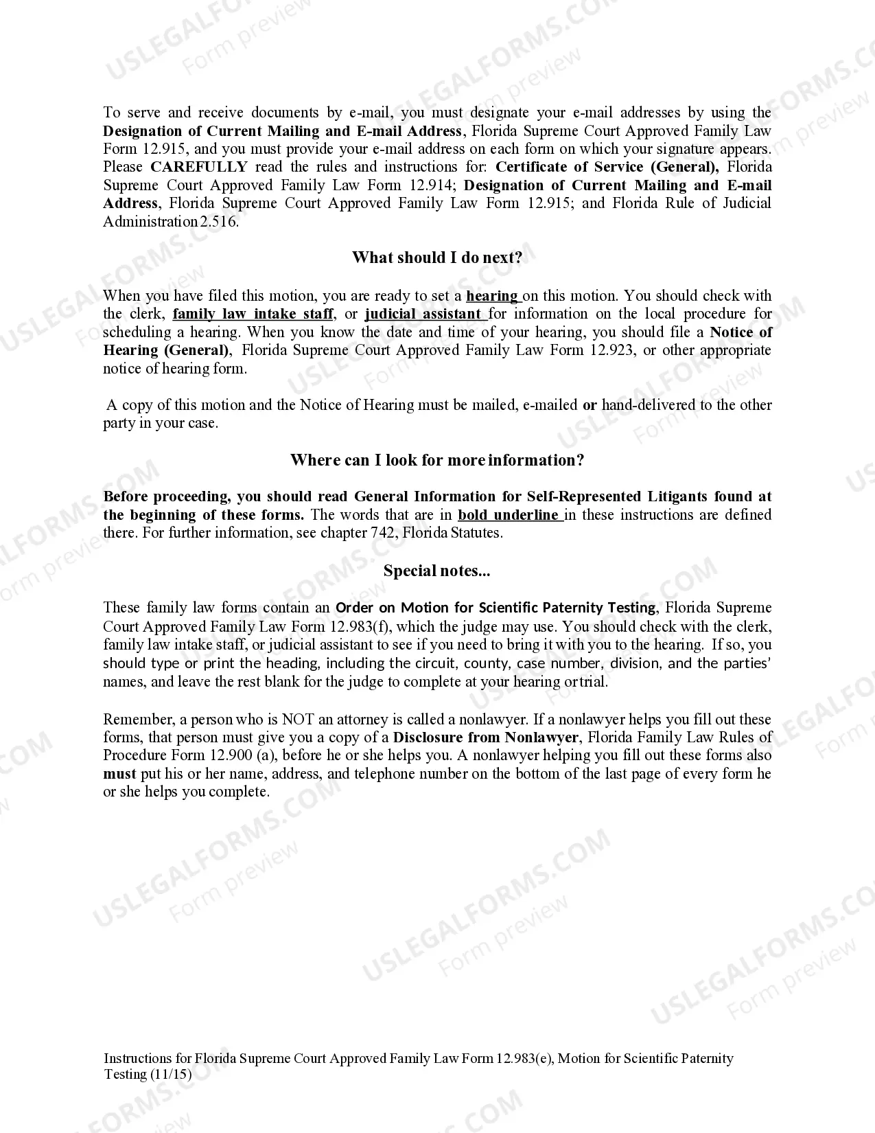 Preview Motion for Scientific Paternity Testing - Official