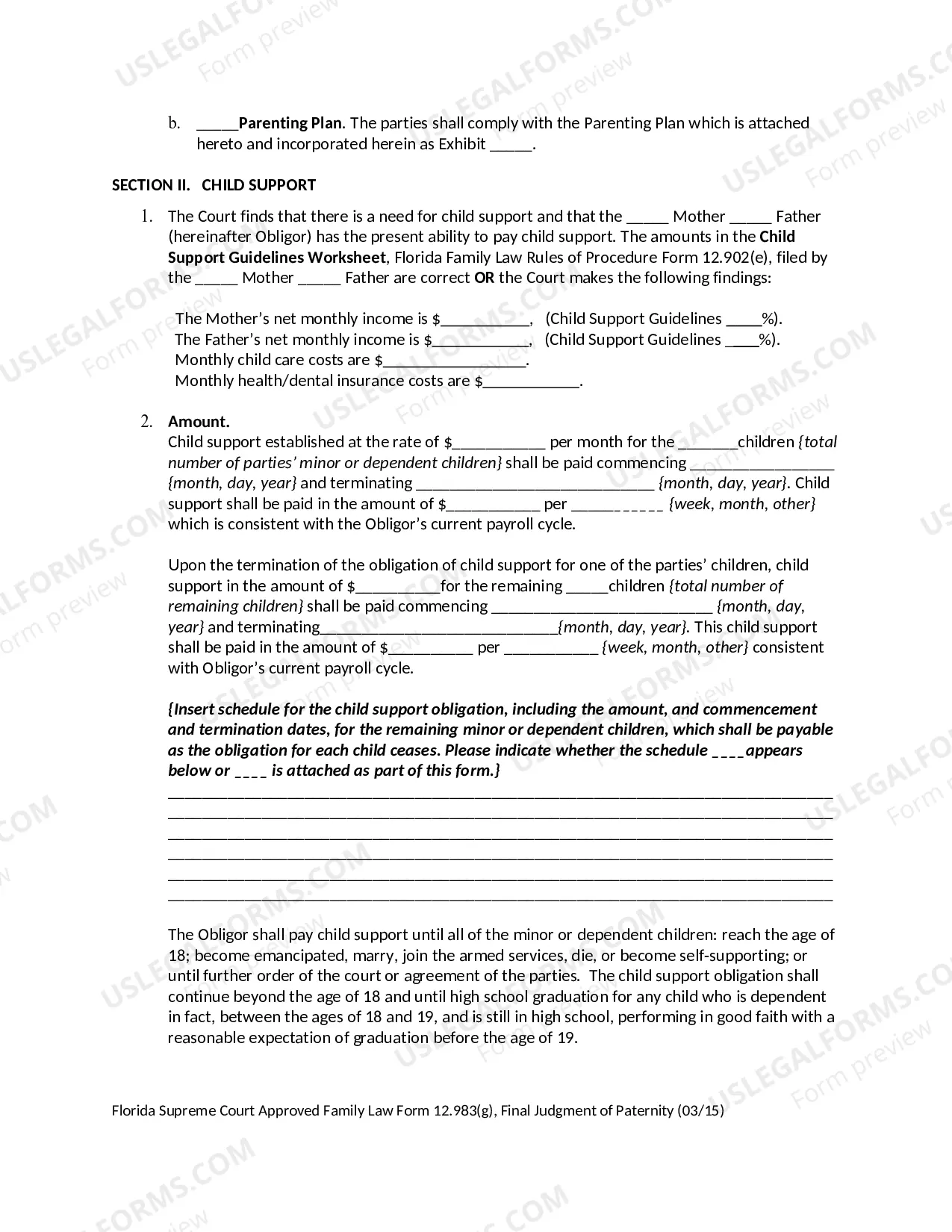 Preview Final Judgment of Paternity