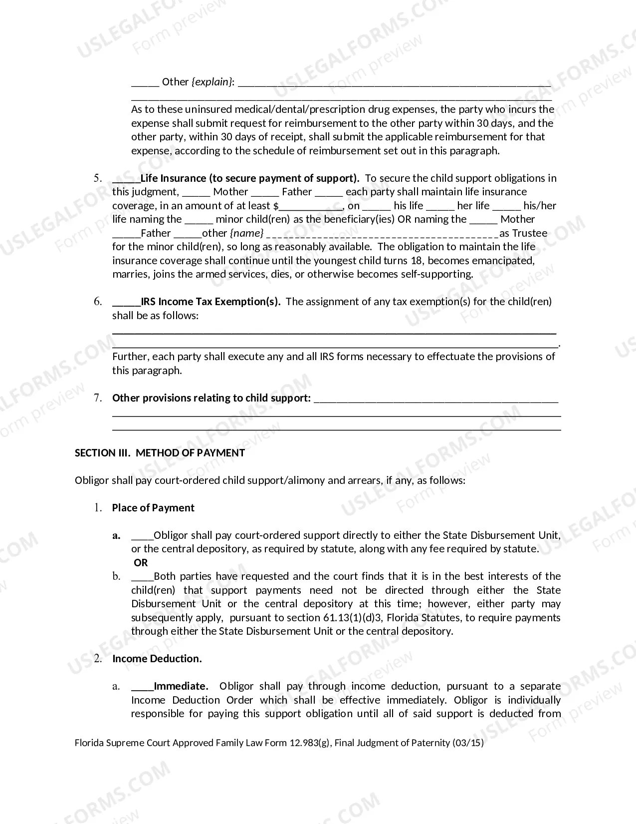 Preview Final Judgment of Paternity