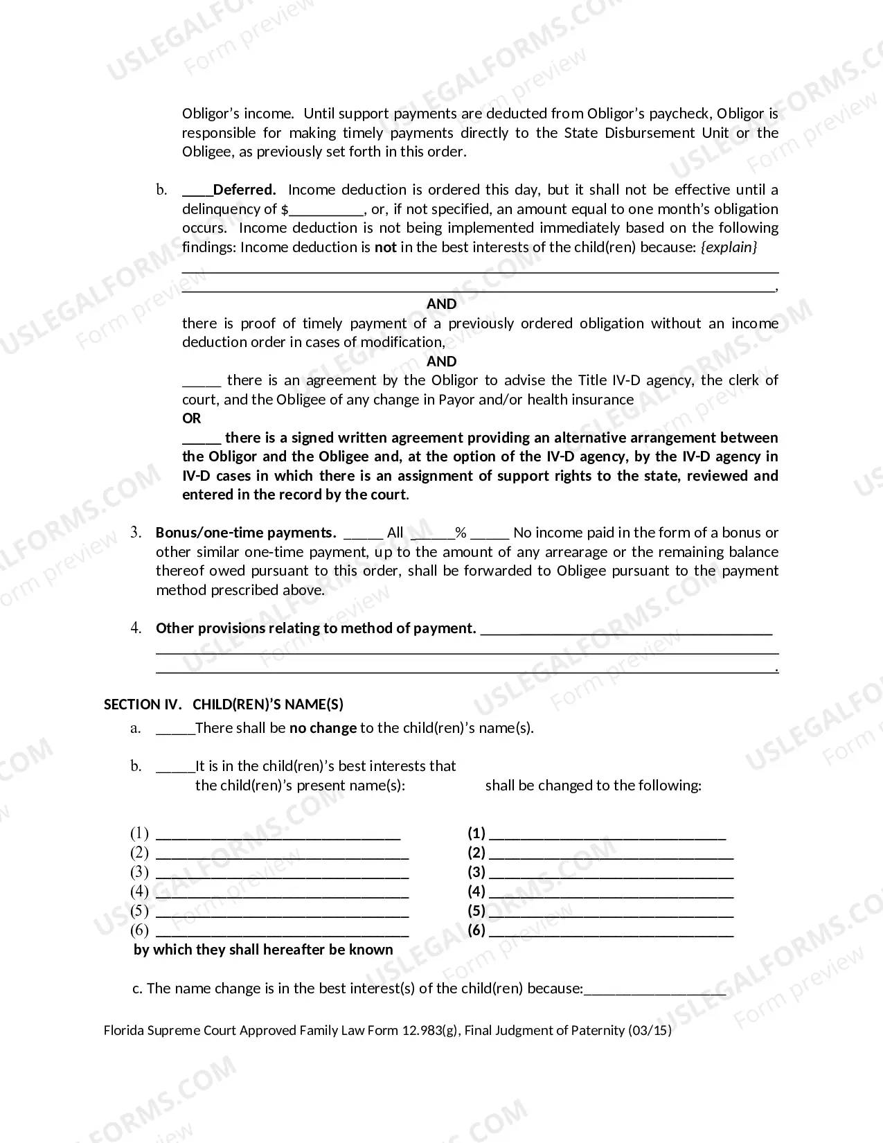 Preview Final Judgment of Paternity