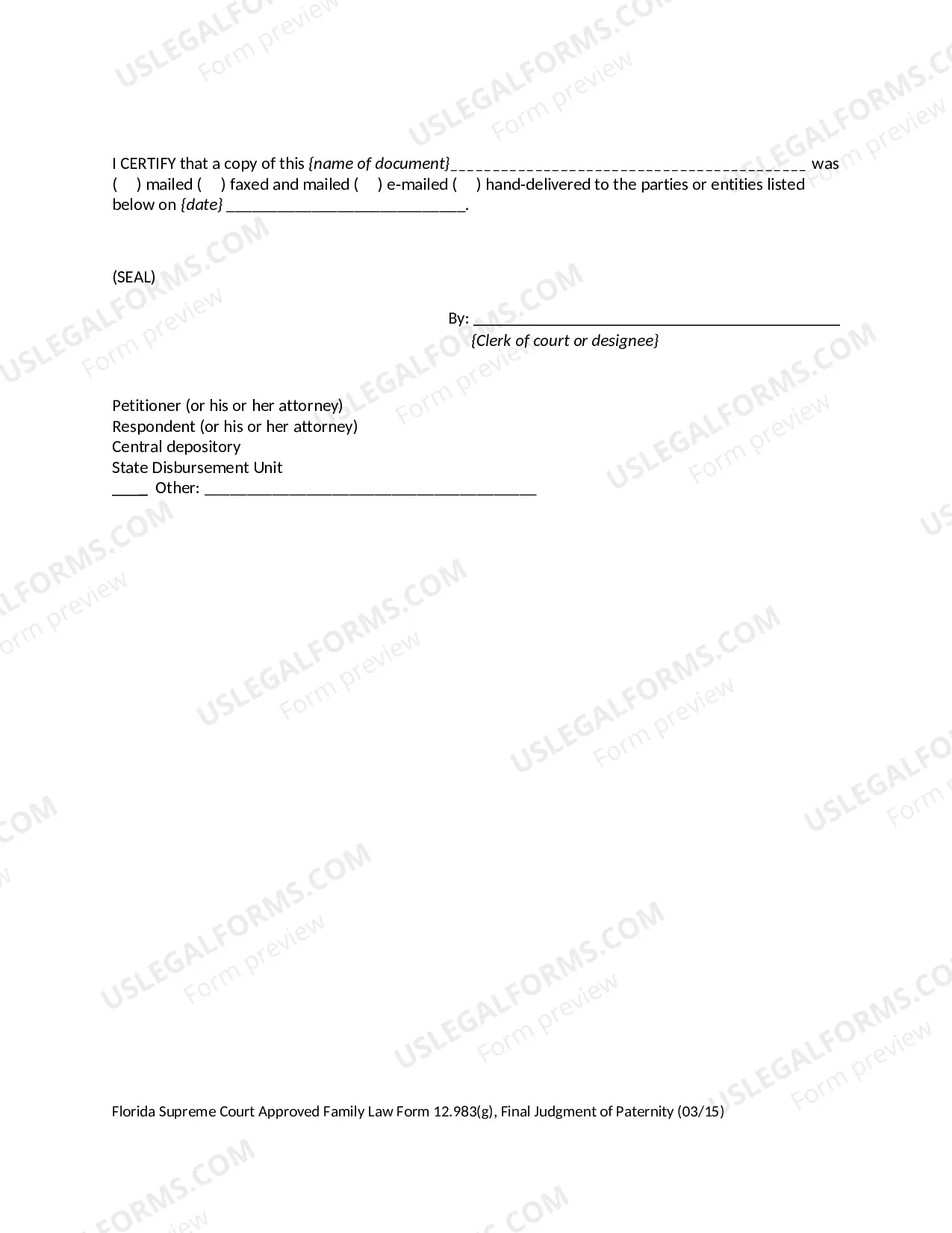 Preview Final Judgment of Paternity