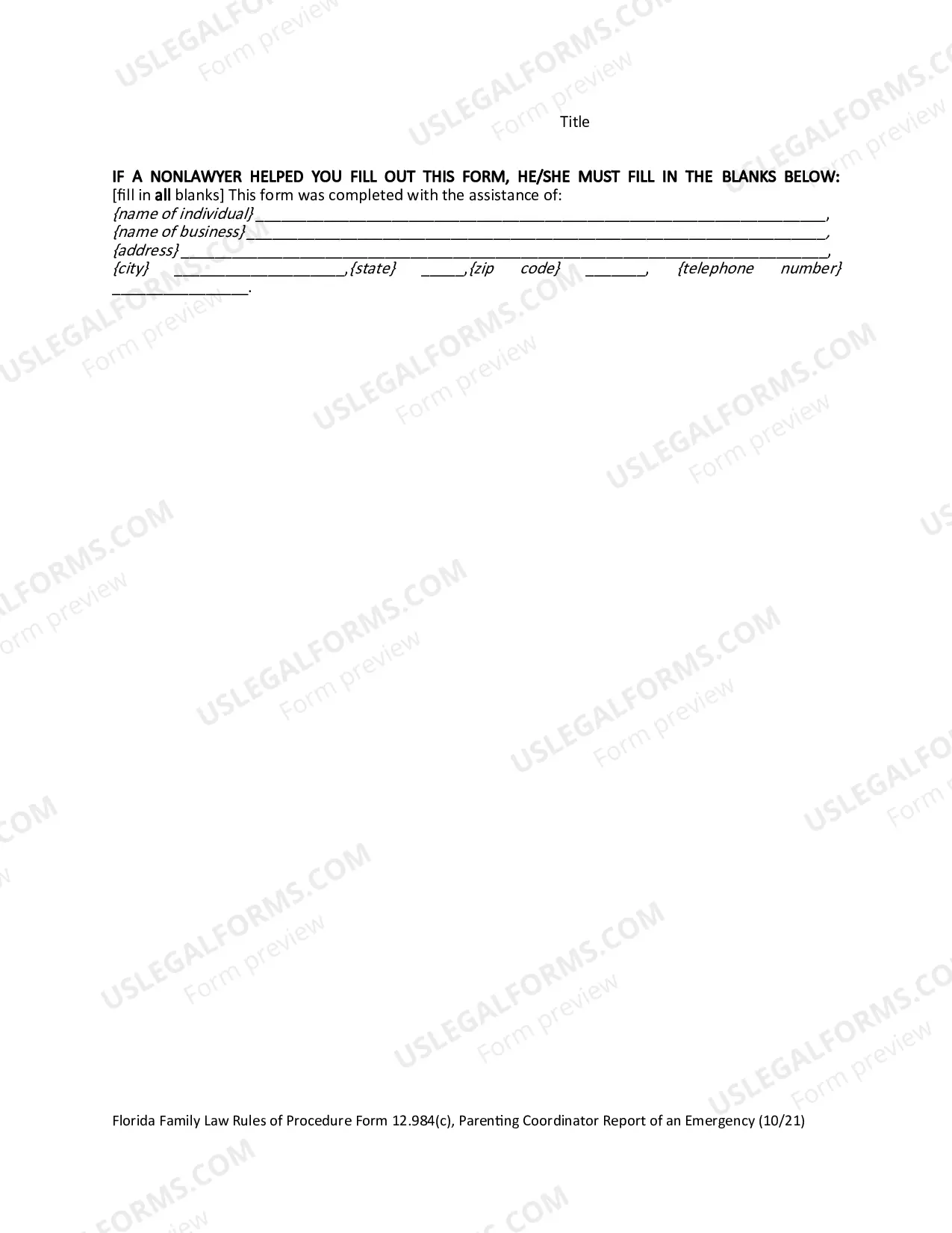 Preview Report of an Emergency