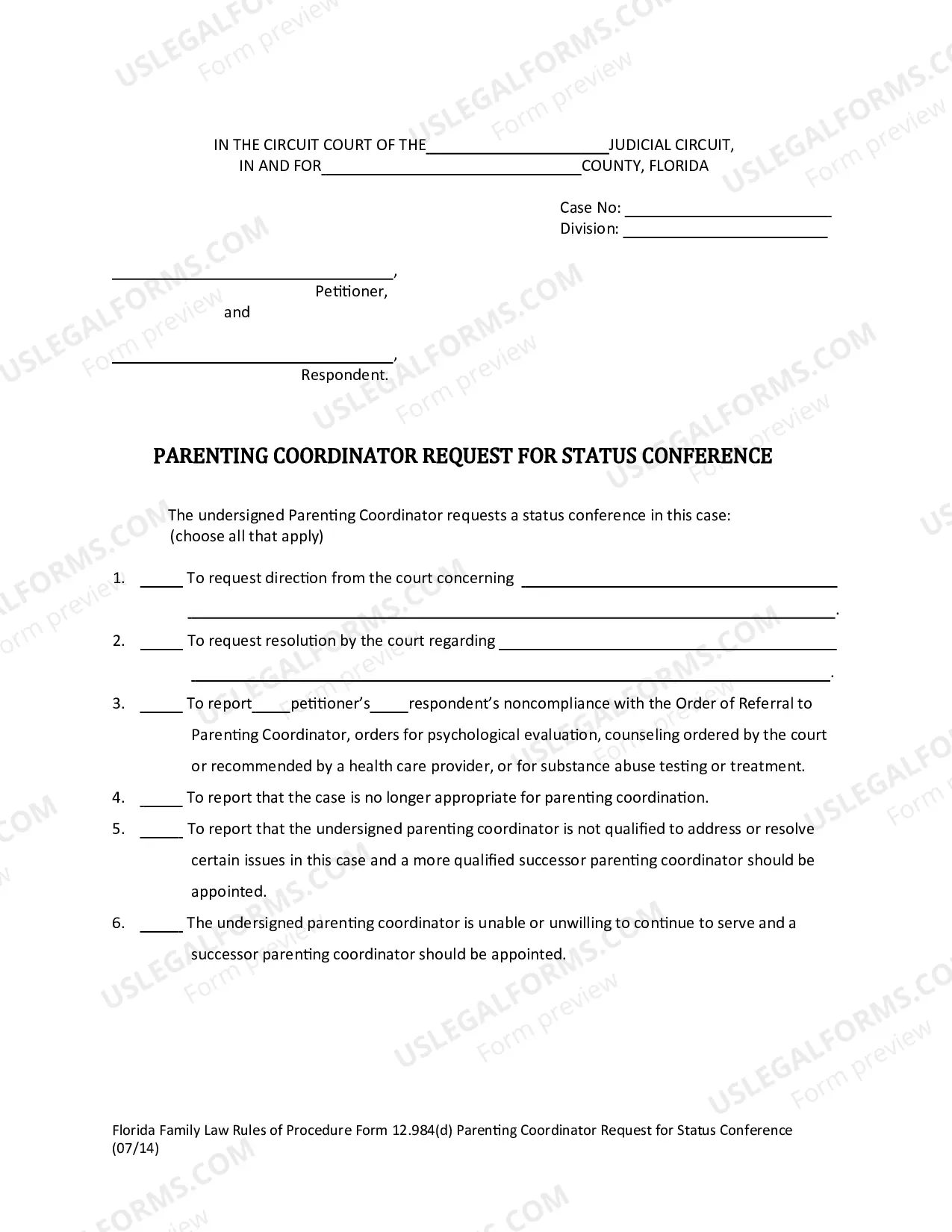 Preview Request for Status Conference