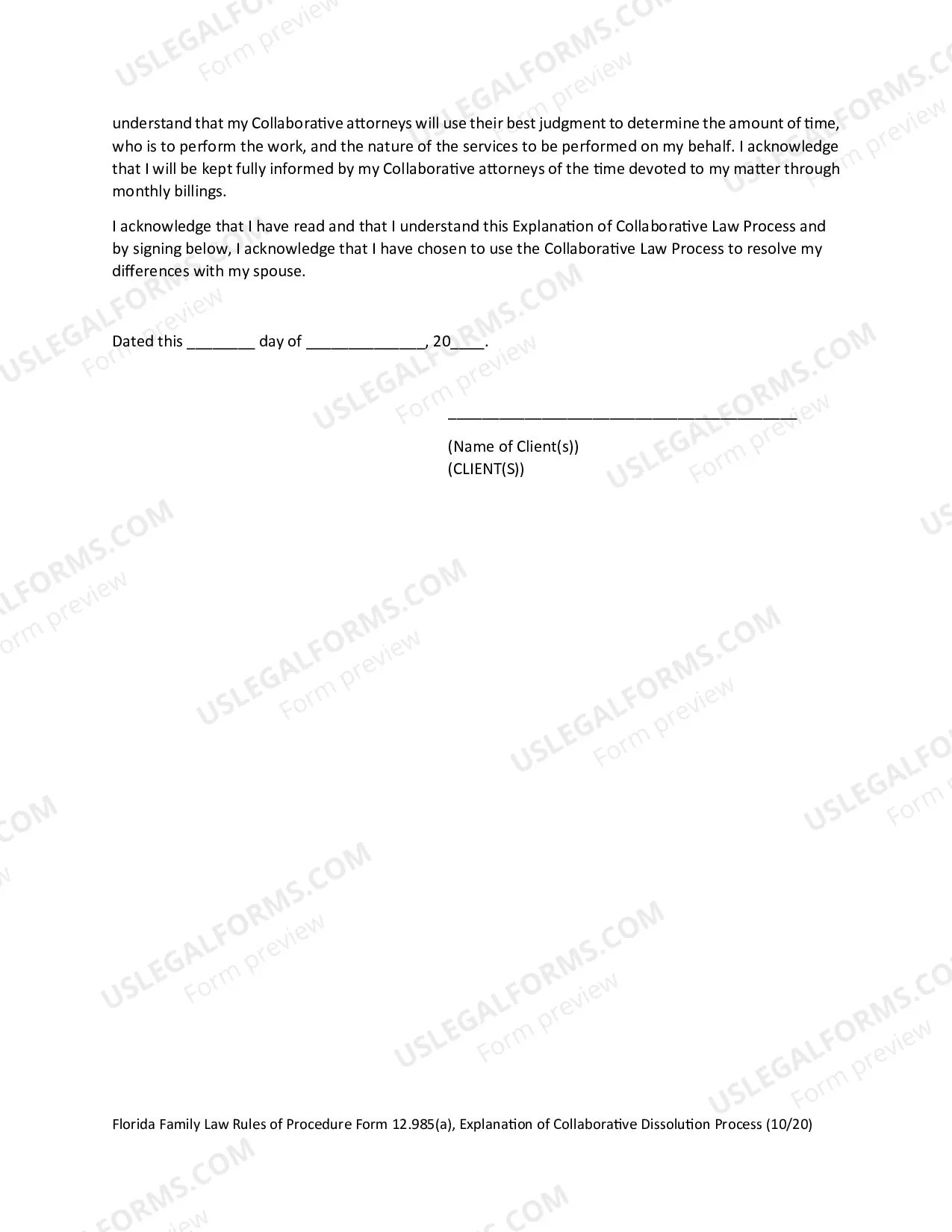 Preview Explanation of Collaborative Dissolution Process Attorney Client