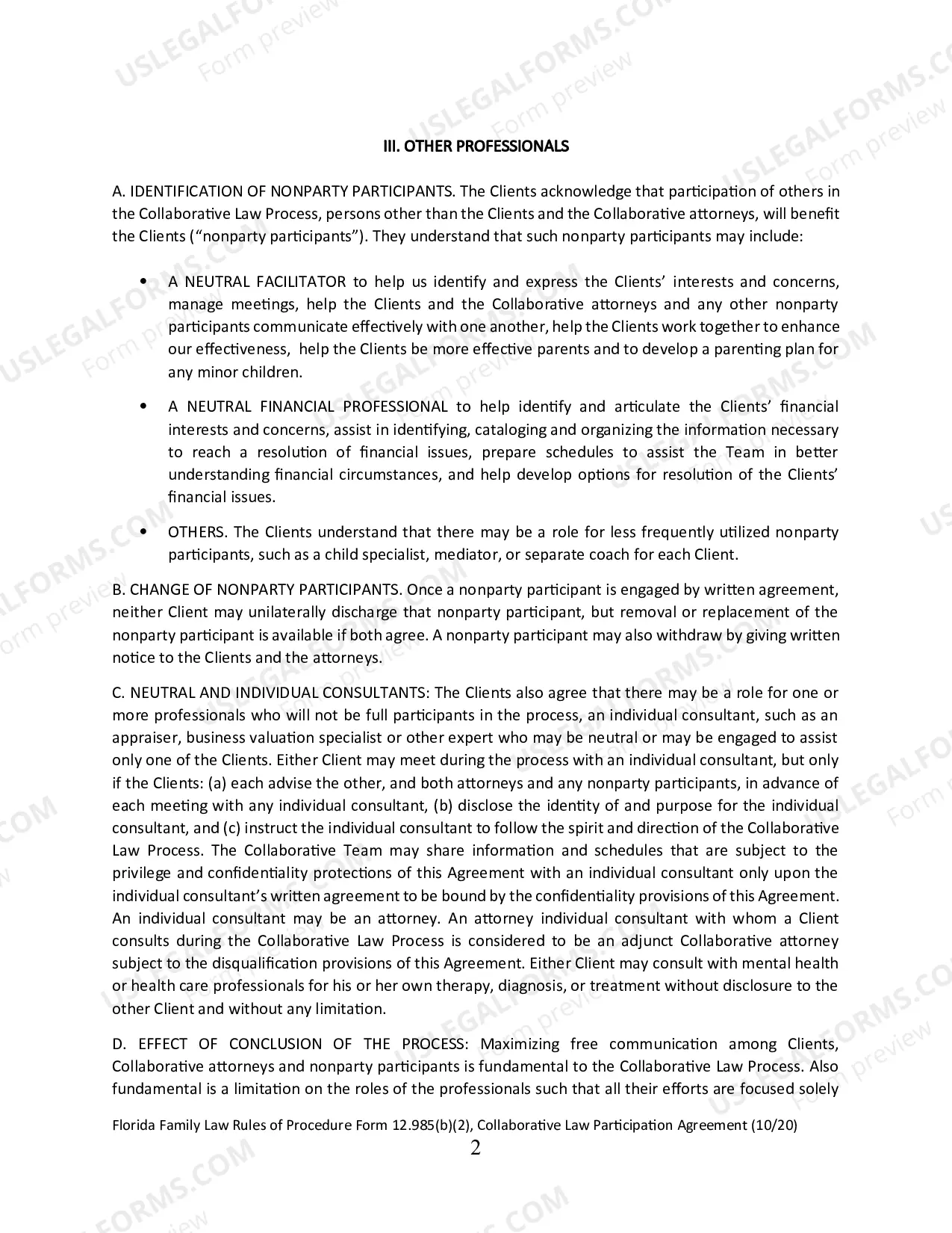 Preview Collaborative Law Participation Agreement