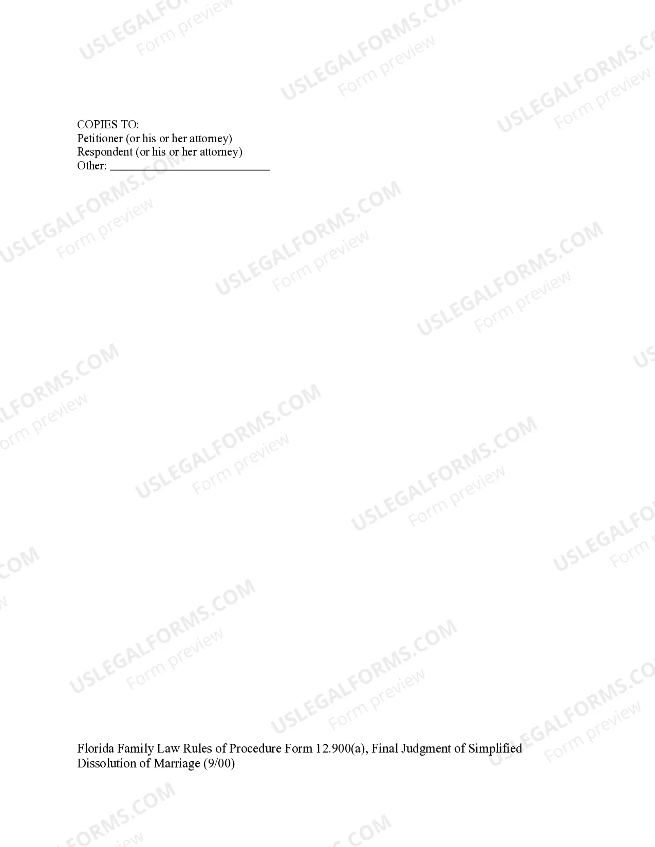 Preview Final Judgment of Simplified Dissolution of Marriage