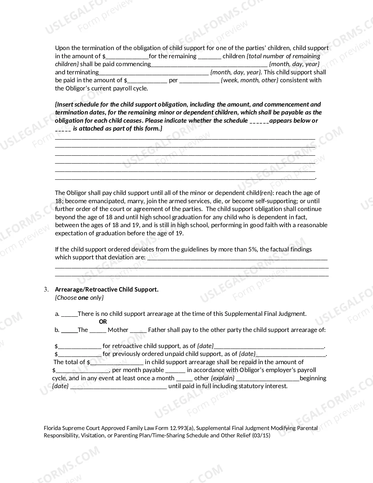 Preview Supplemental Final Judgment of Modification of Parental Responsibility - Visitation