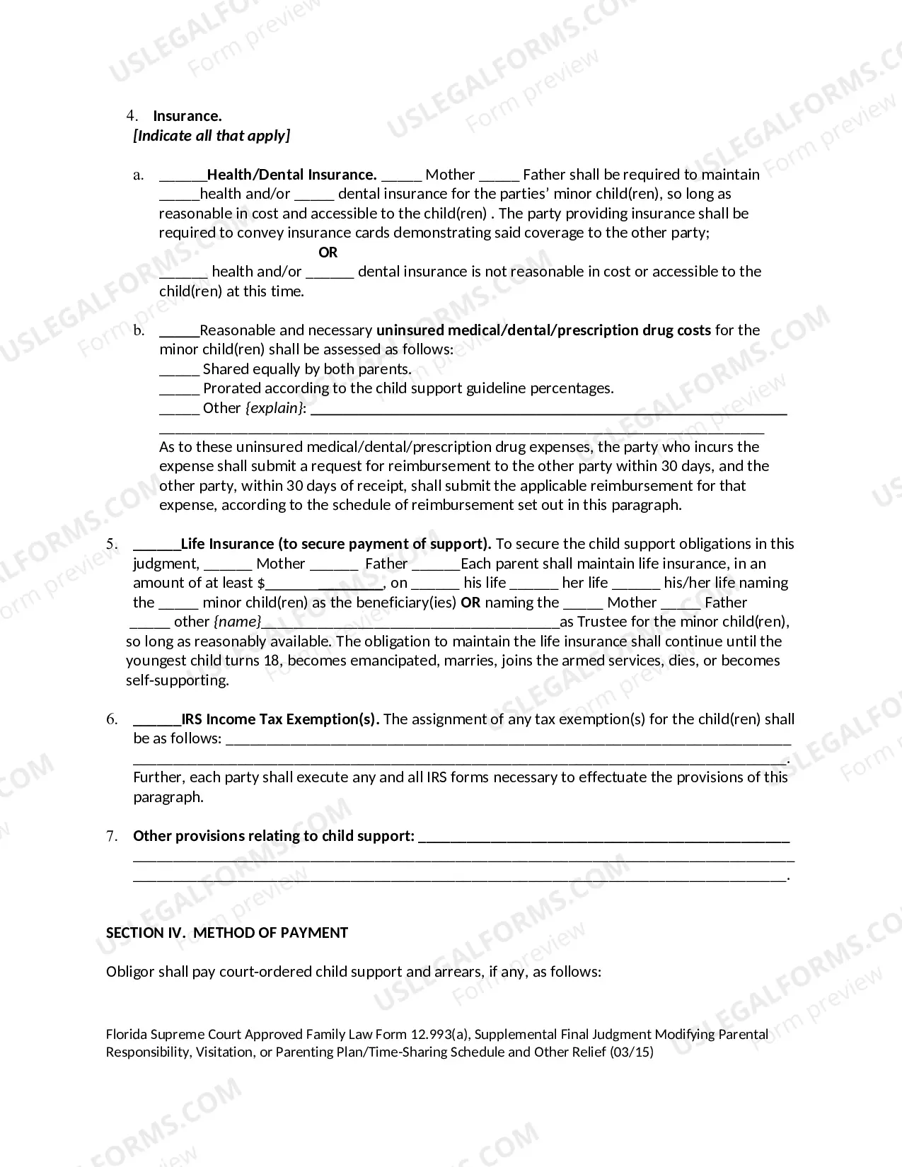 Preview Supplemental Final Judgment of Modification of Parental Responsibility - Visitation