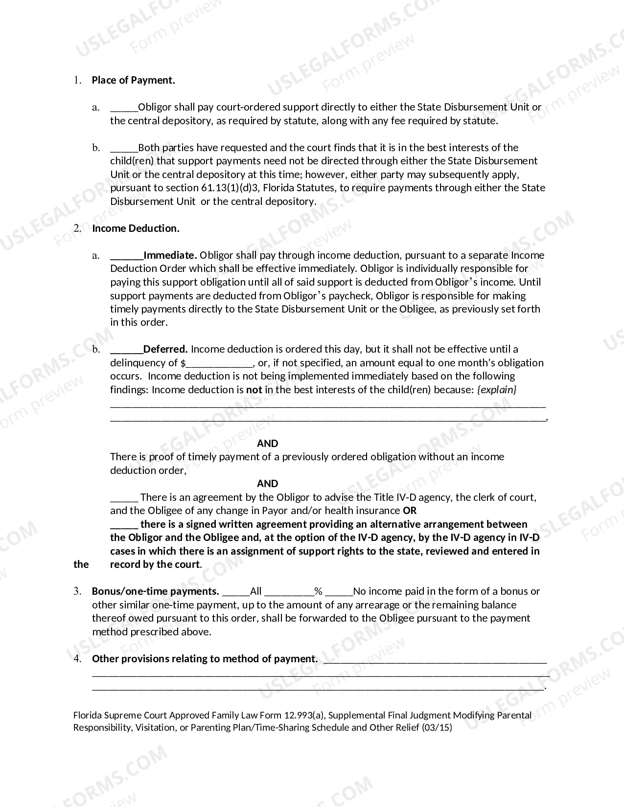 Preview Supplemental Final Judgment of Modification of Parental Responsibility - Visitation
