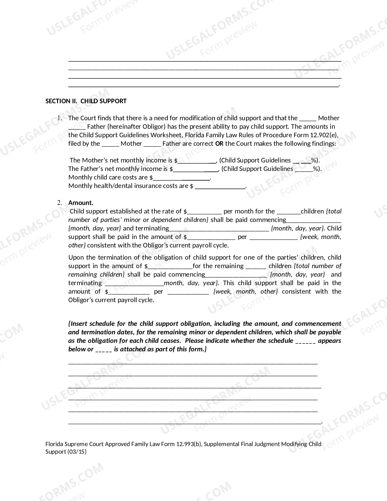 Preview Supplemental Final Judgment Modifying Child Support