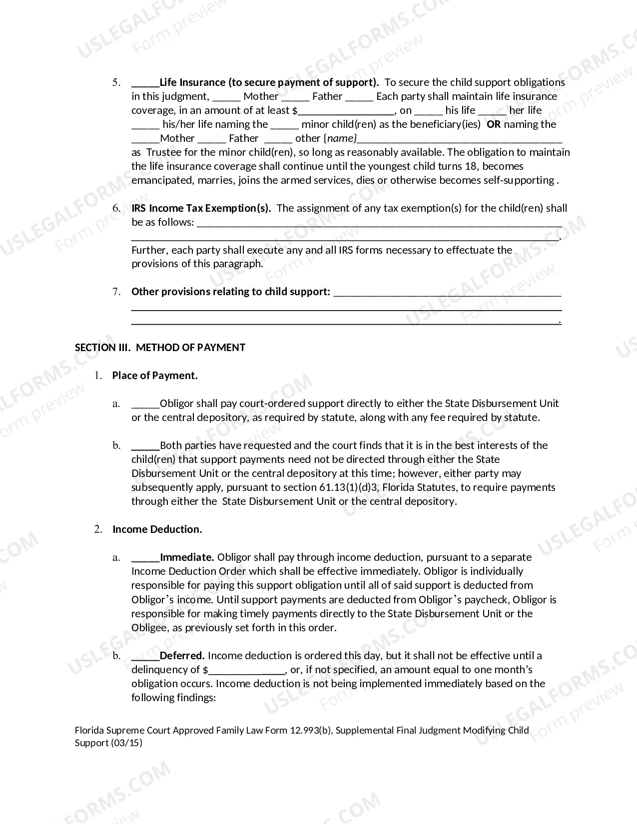 Preview Supplemental Final Judgment Modifying Child Support