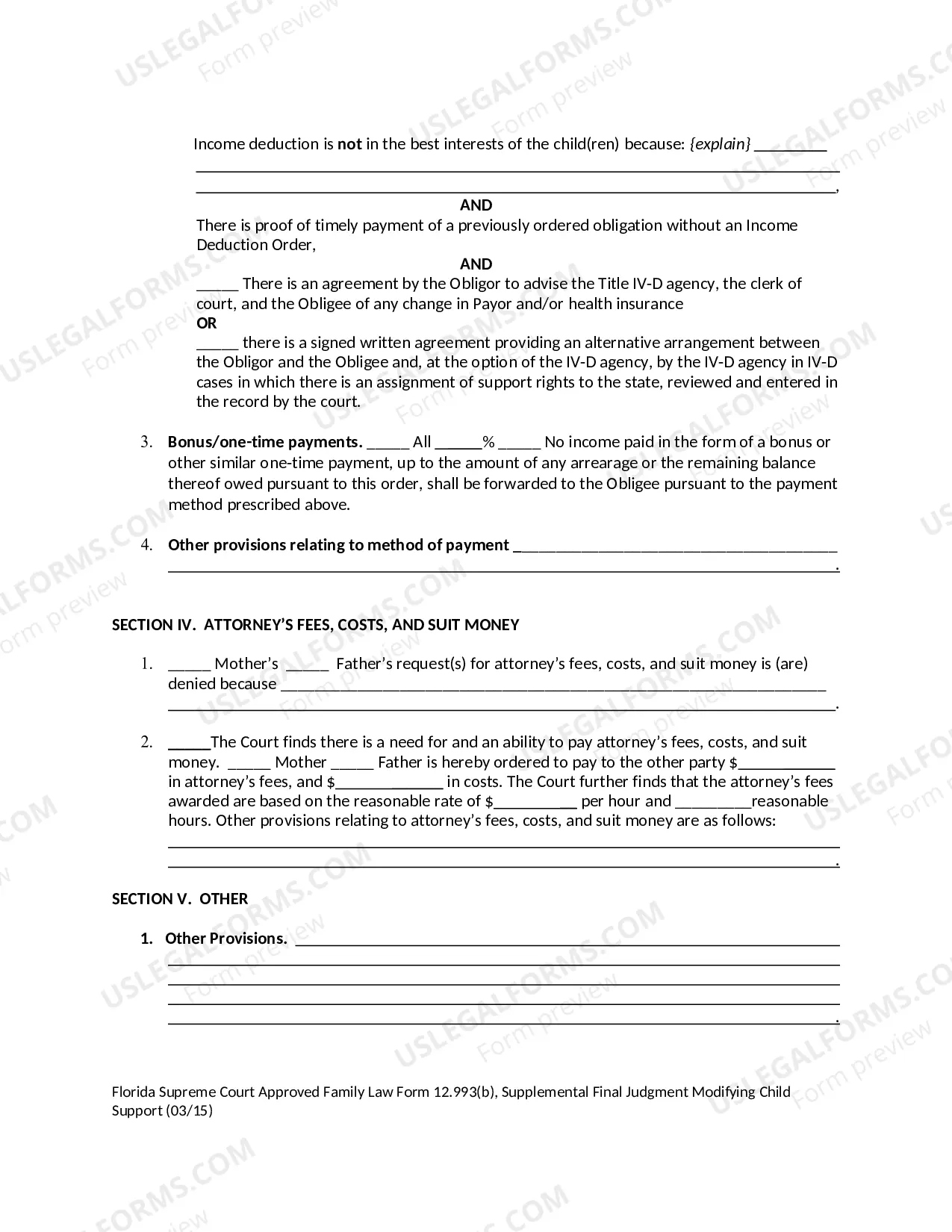 Preview Supplemental Final Judgment Modifying Child Support