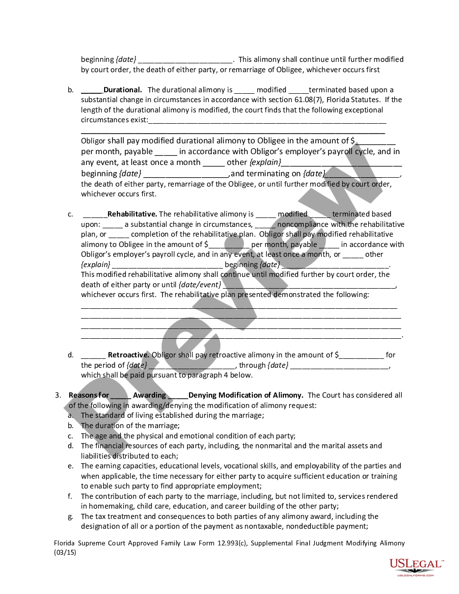 page 1 Supplemental Final Judgment Modifying Alimony preview