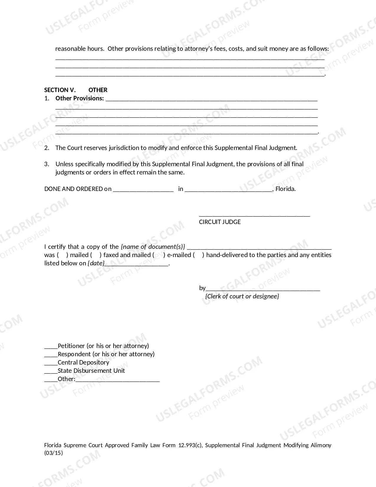 Preview Supplemental Final Judgment Modifying Alimony