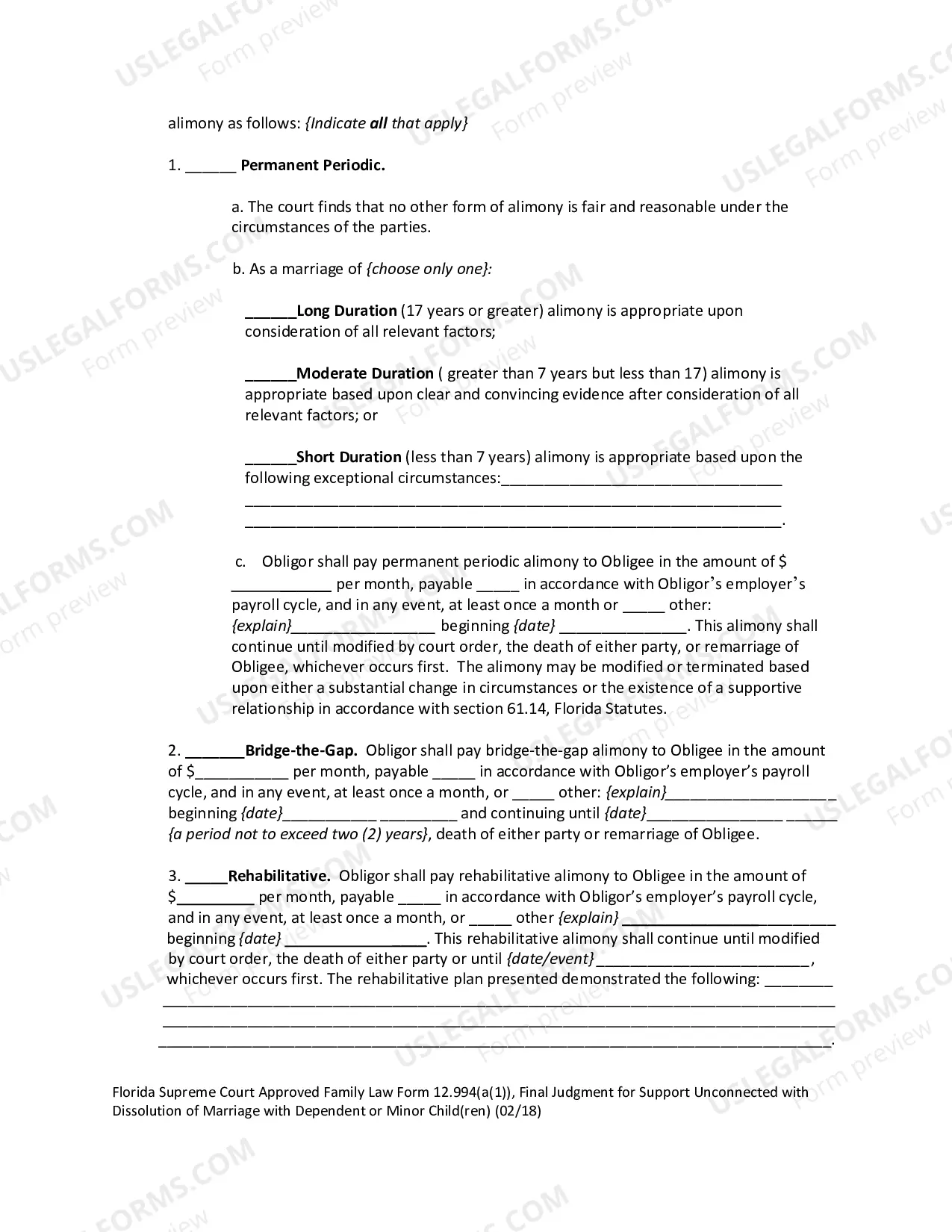 Preview Final Judgment for Support Unconnected with Dissolution of Marriage with Dependent or Minor Children