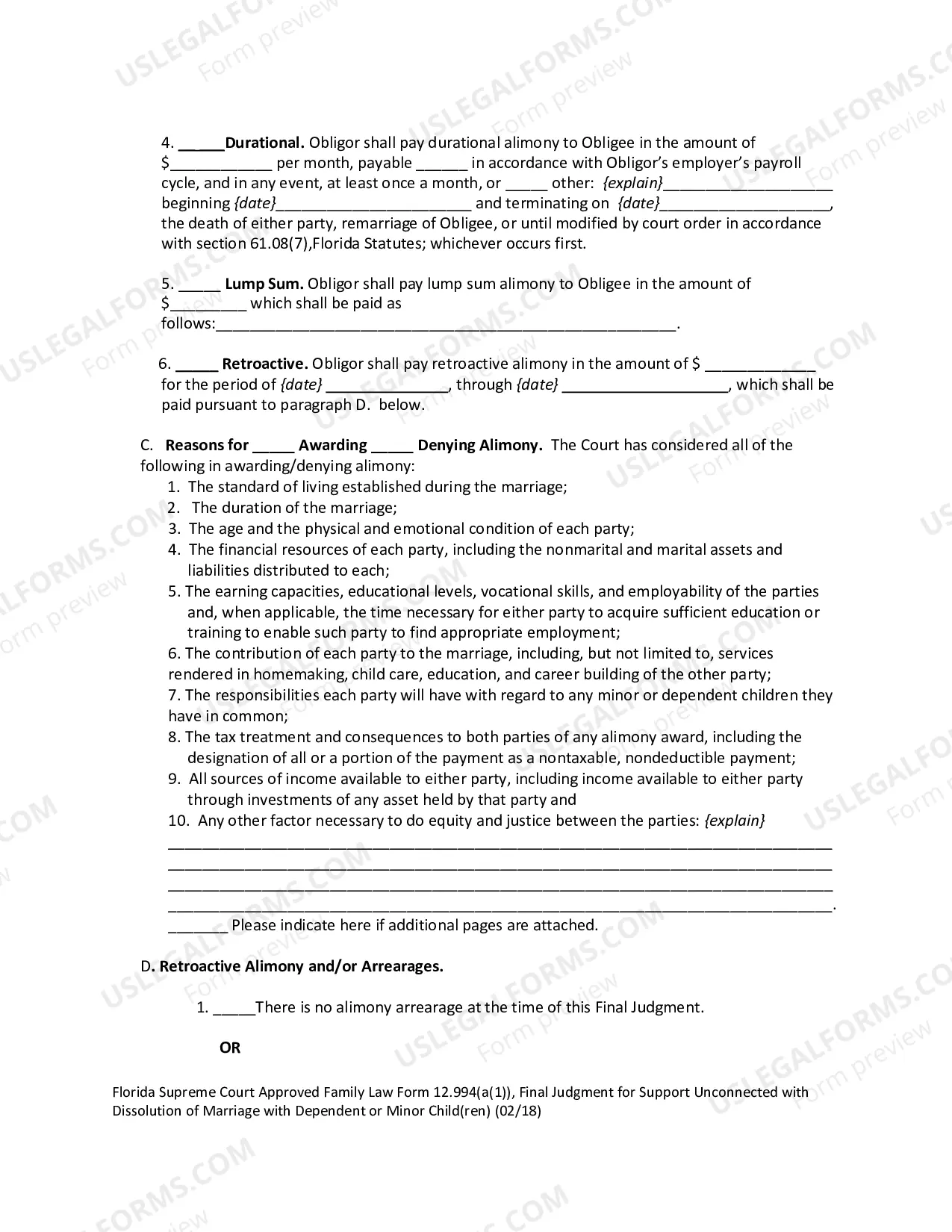 Preview Final Judgment for Support Unconnected with Dissolution of Marriage with Dependent or Minor Children
