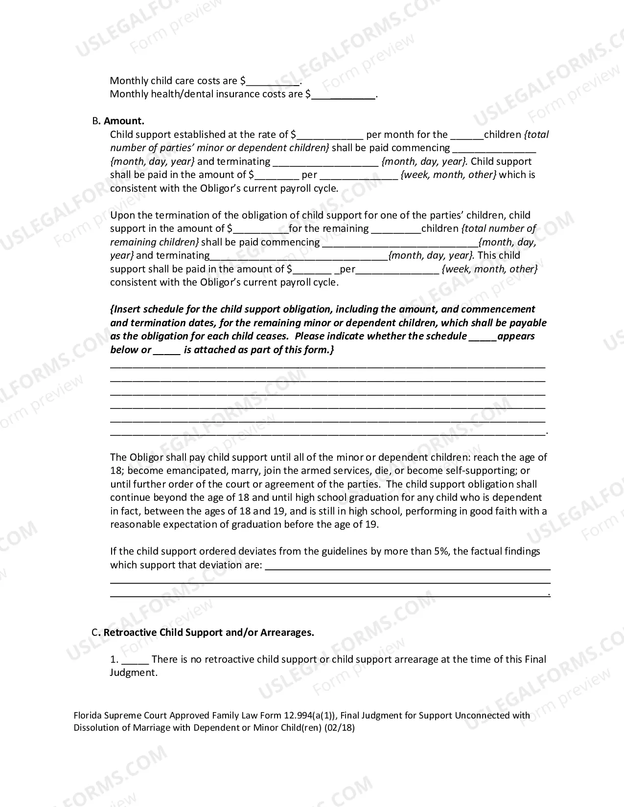 Preview Final Judgment for Support Unconnected with Dissolution of Marriage with Dependent or Minor Children