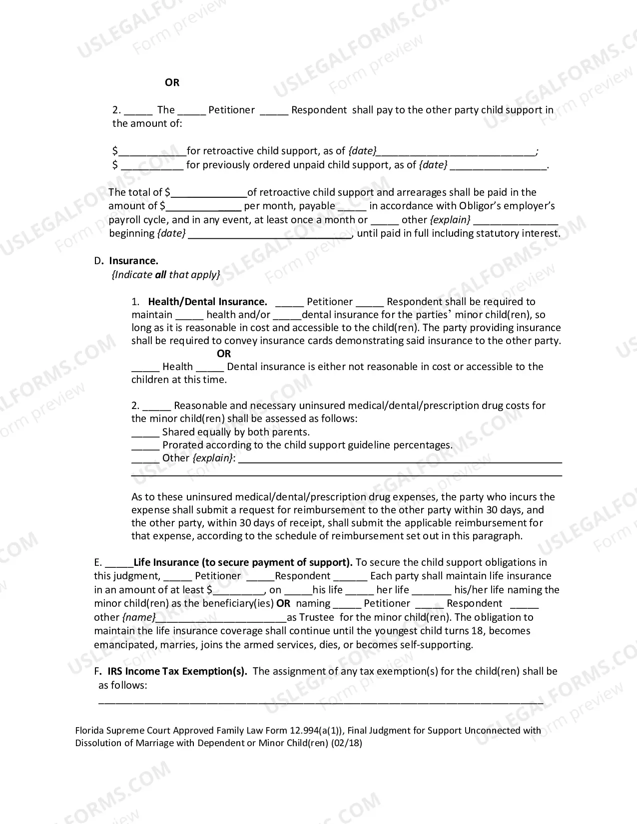 Preview Final Judgment for Support Unconnected with Dissolution of Marriage with Dependent or Minor Children