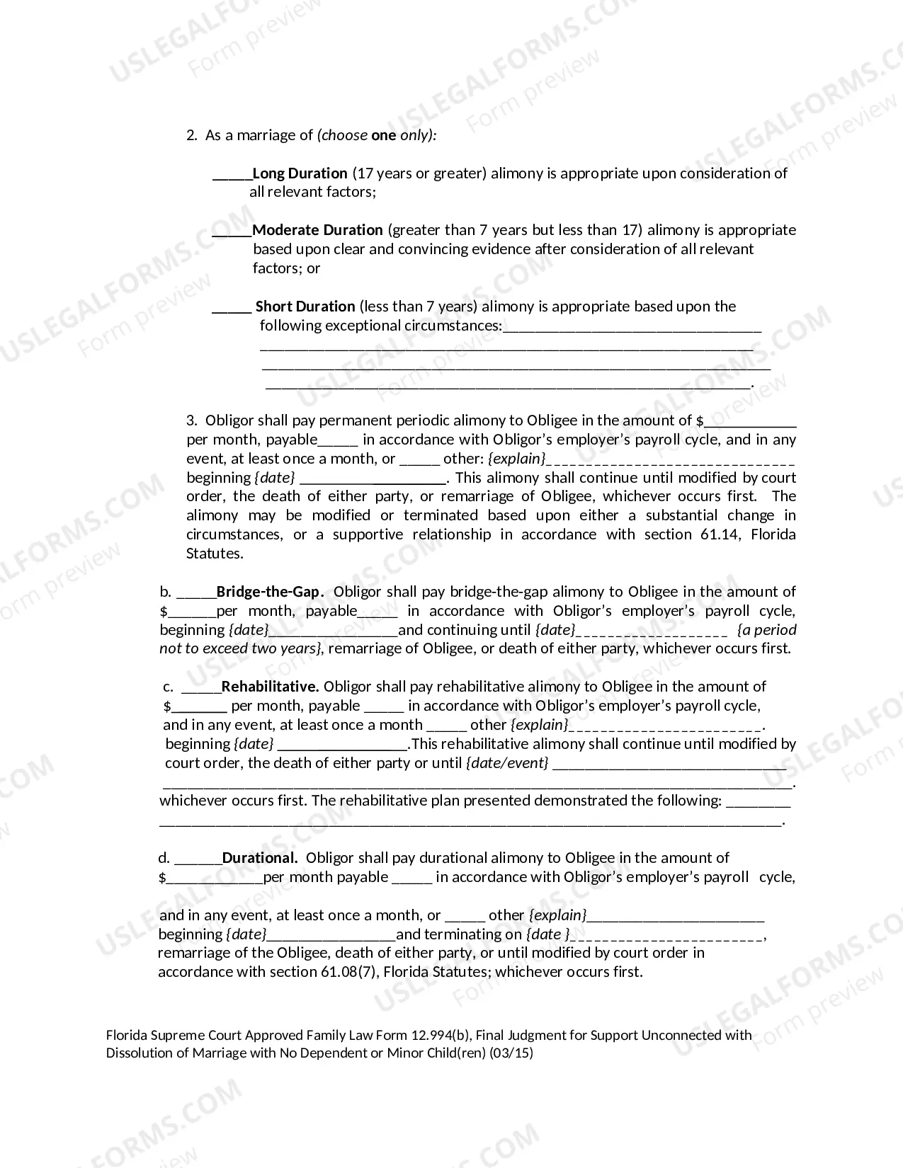 Preview Final Judgment for Support Unconnected with Dissolution of Marriage with No Dependent or Minor Children