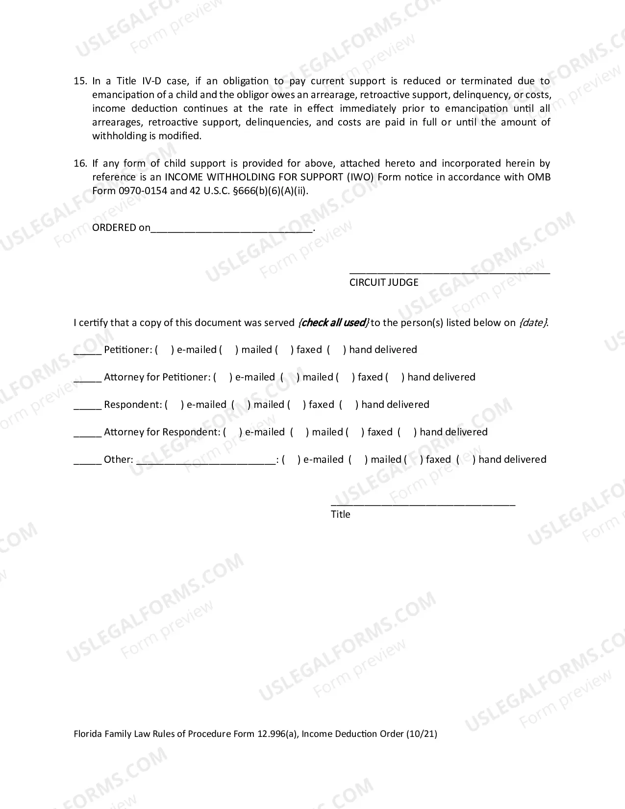 Preview Income Deduction Order