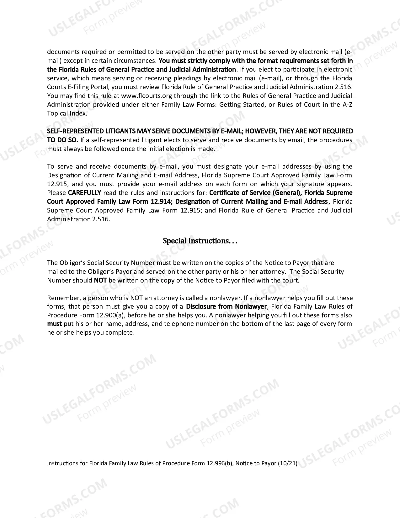 Preview Notice to Payor