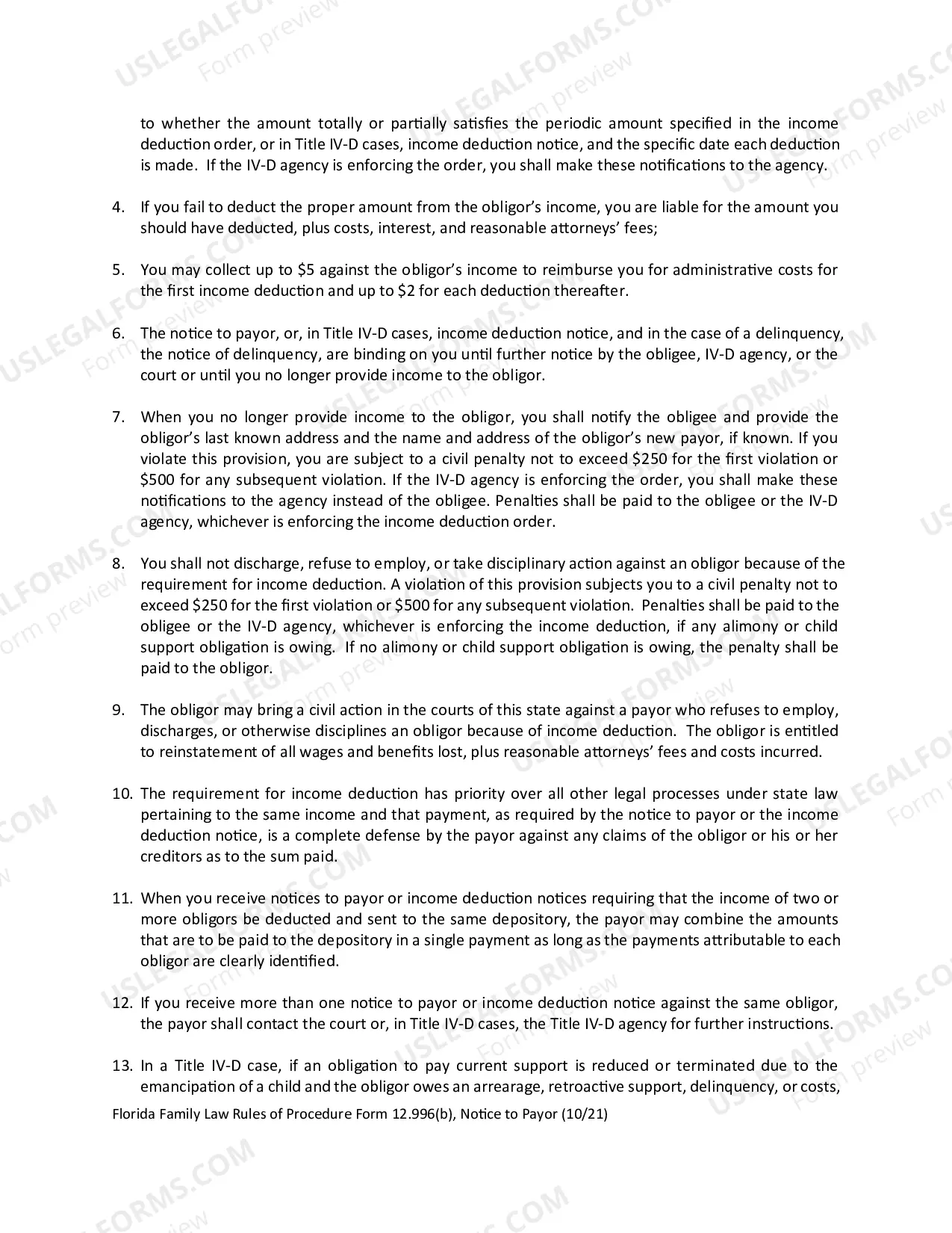 Preview Notice to Payor