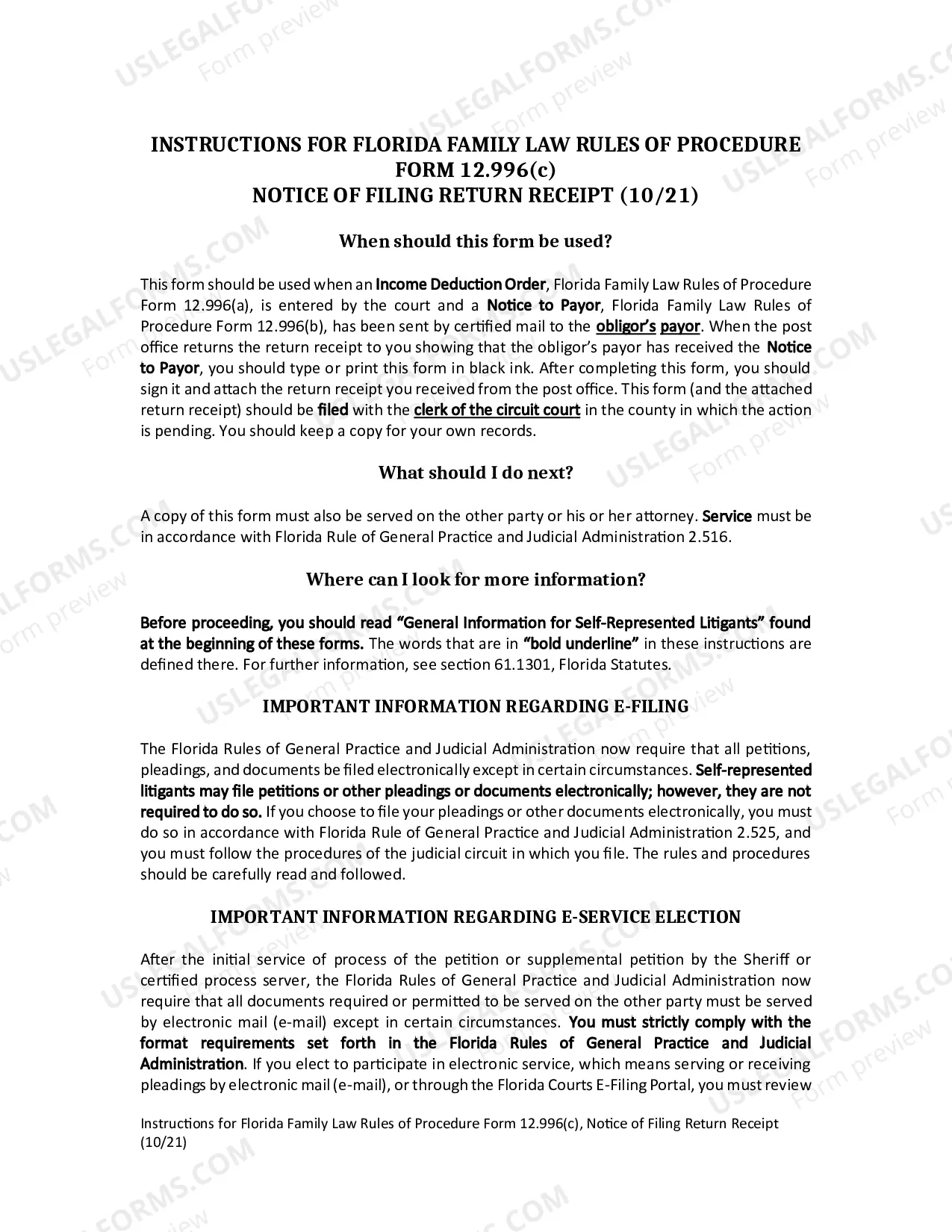 Preview Notice of Filing Return Receipt