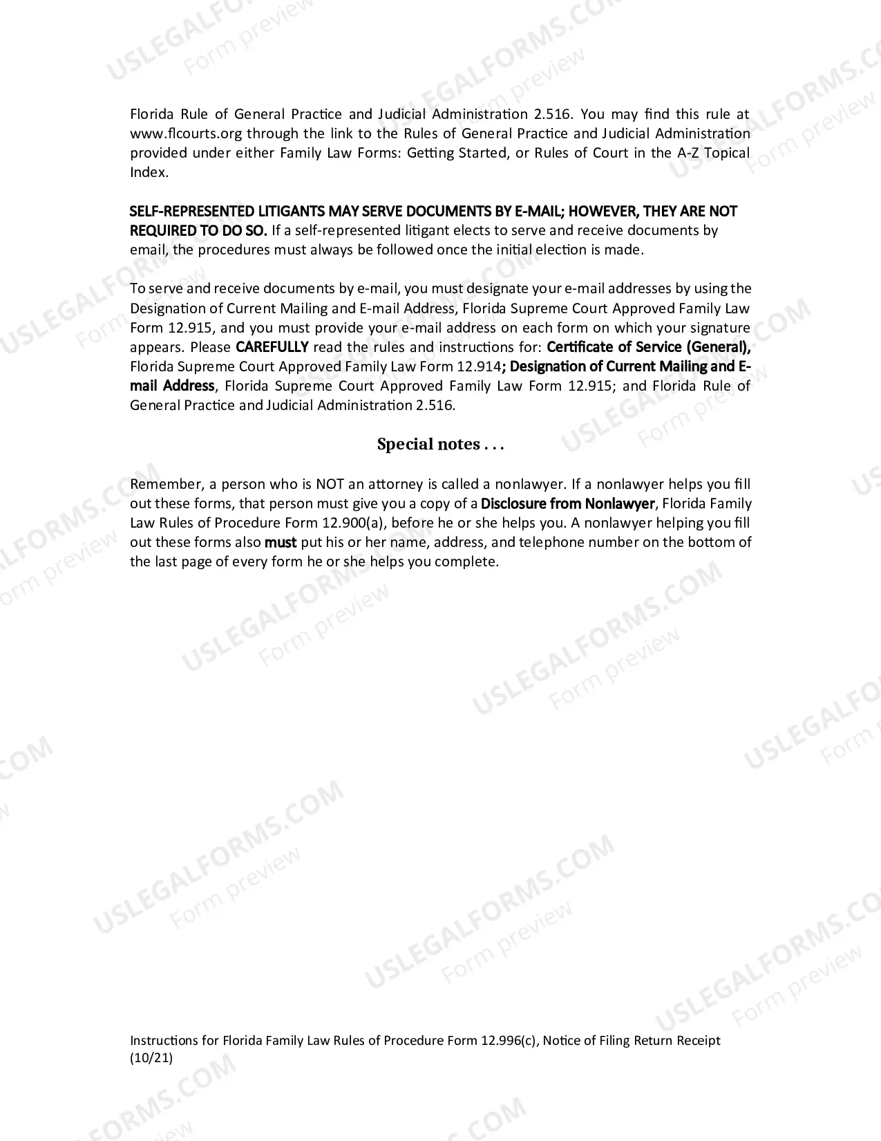 Preview Notice of Filing Return Receipt