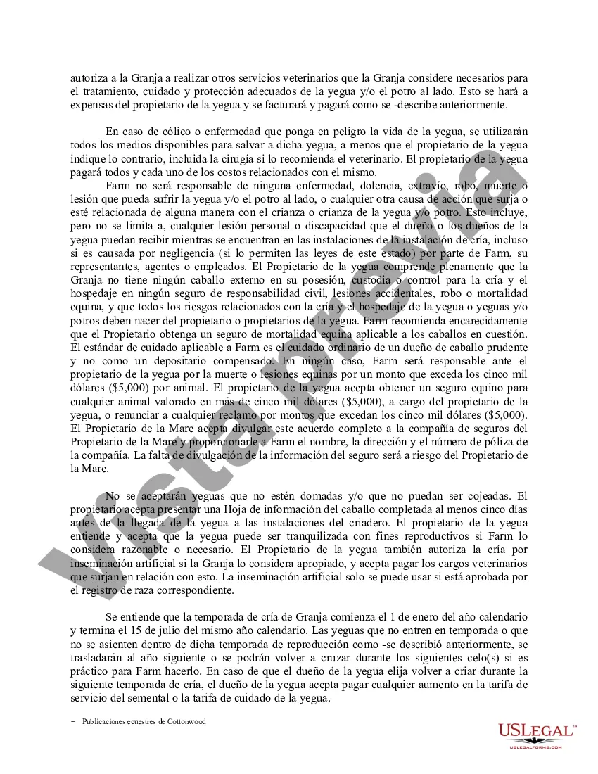 Preview Contrato de servicio de semental - Formularios equinos de caballos