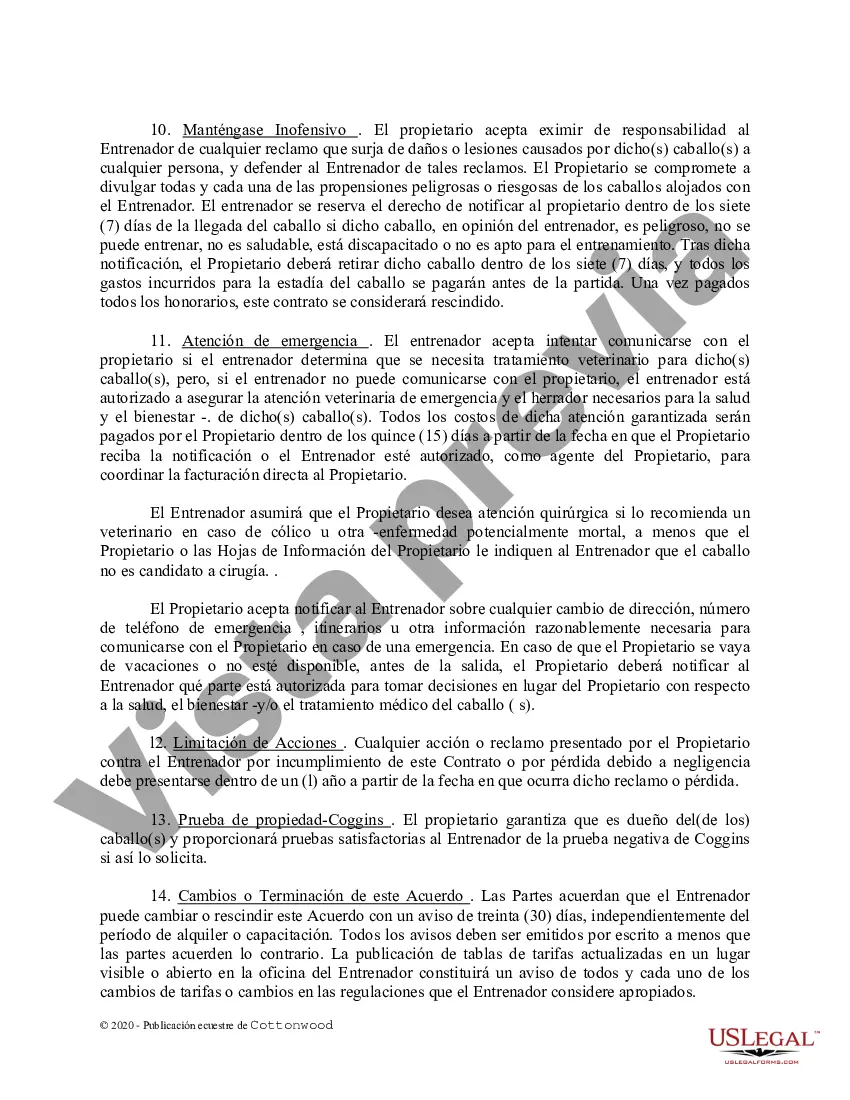 Preview Contrato de Entrenamiento - Caballo Equino Formas