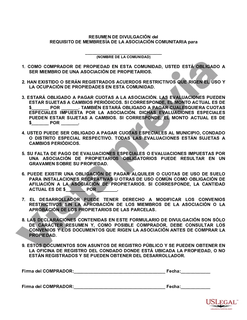 Preview Declaración de Divulgación de Ventas de Bienes Raíces Residenciales