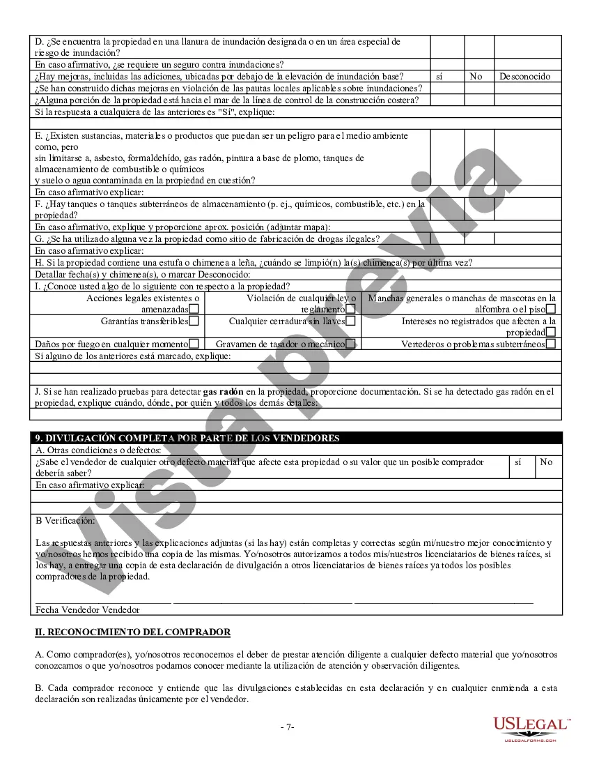 Preview Declaración de Divulgación de Ventas de Bienes Raíces Residenciales