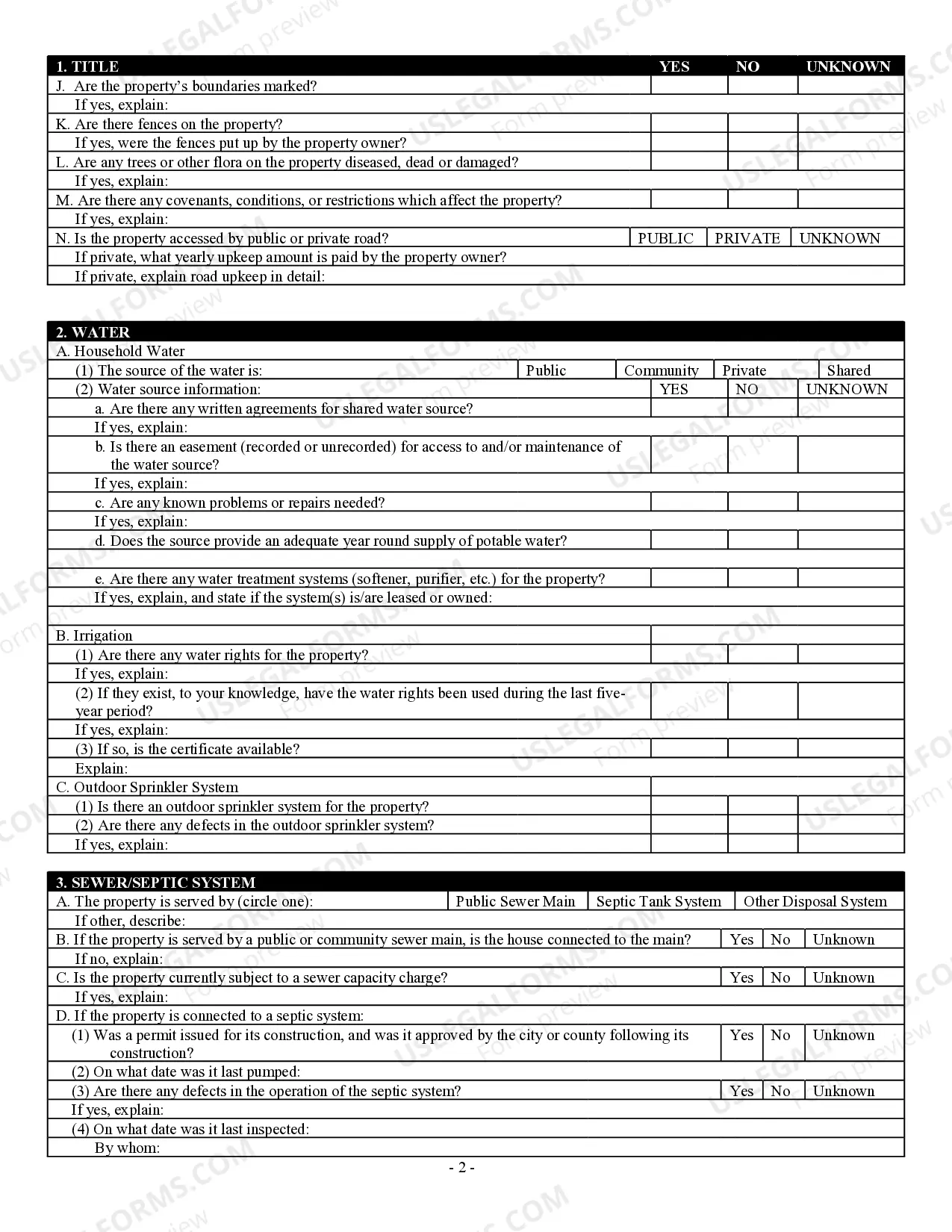 Preview Residential Real Estate Sales Disclosure Statement