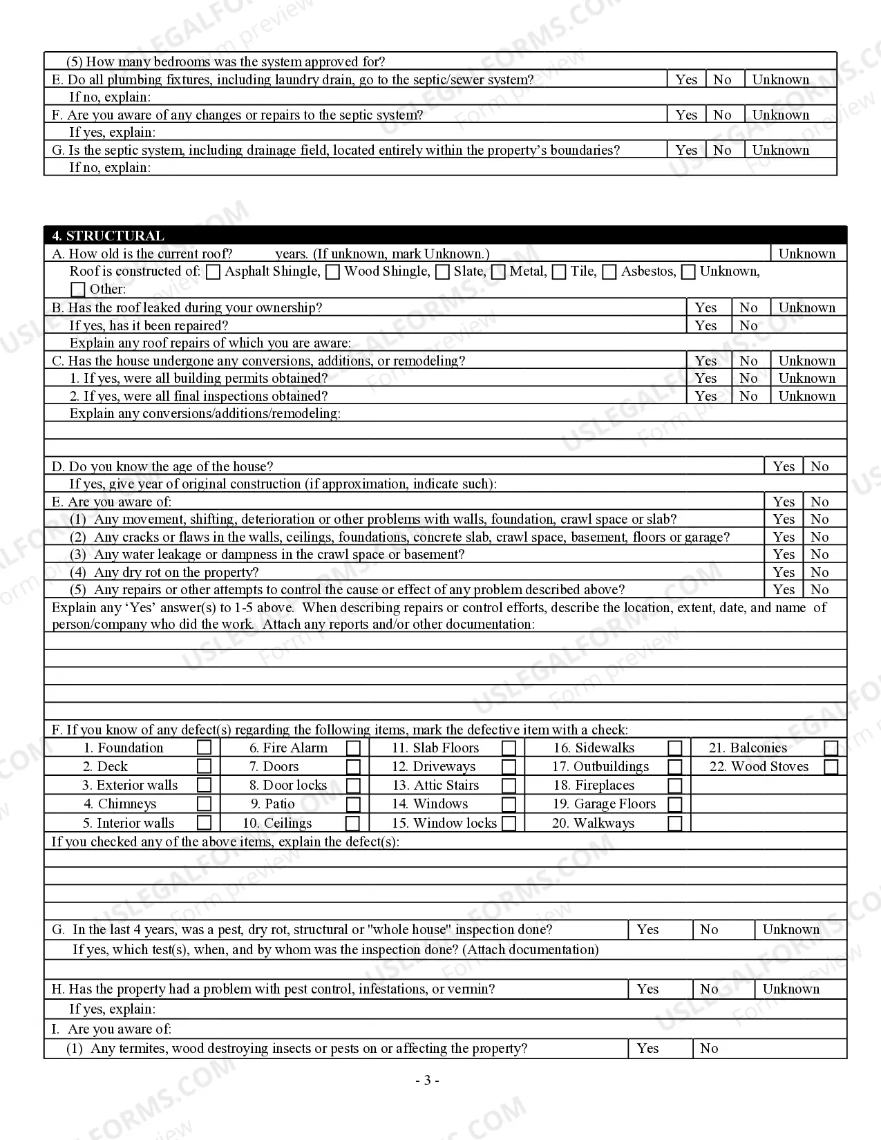 Preview Residential Real Estate Sales Disclosure Statement