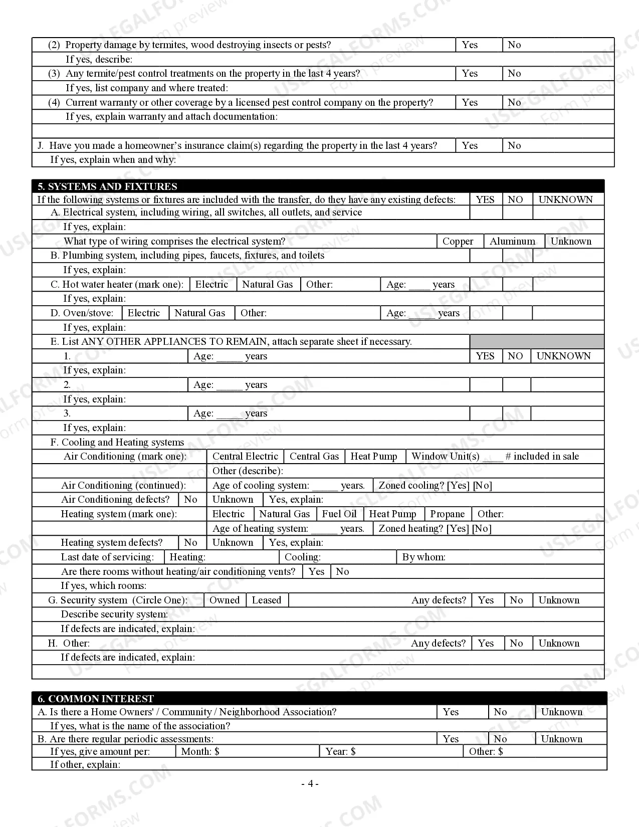 Preview Residential Real Estate Sales Disclosure Statement