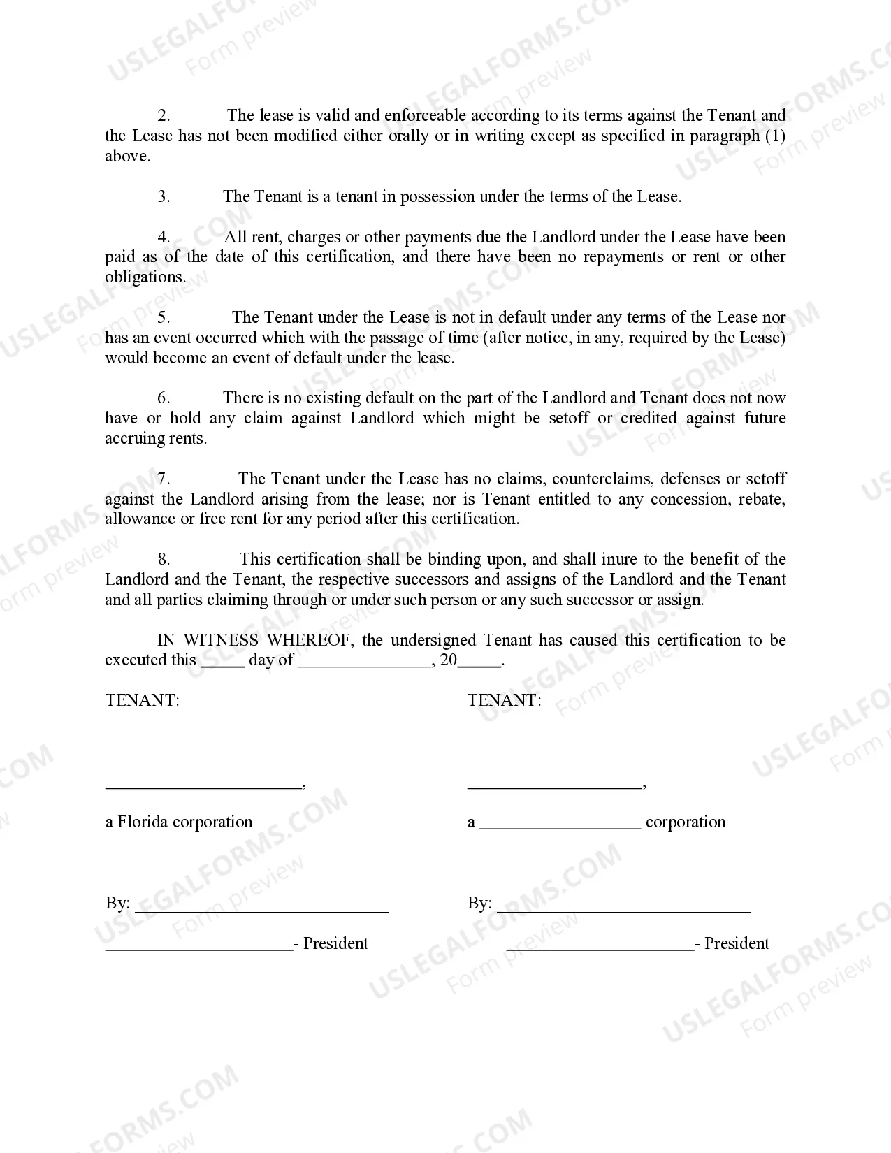 Preview Tenat estoppel to lender