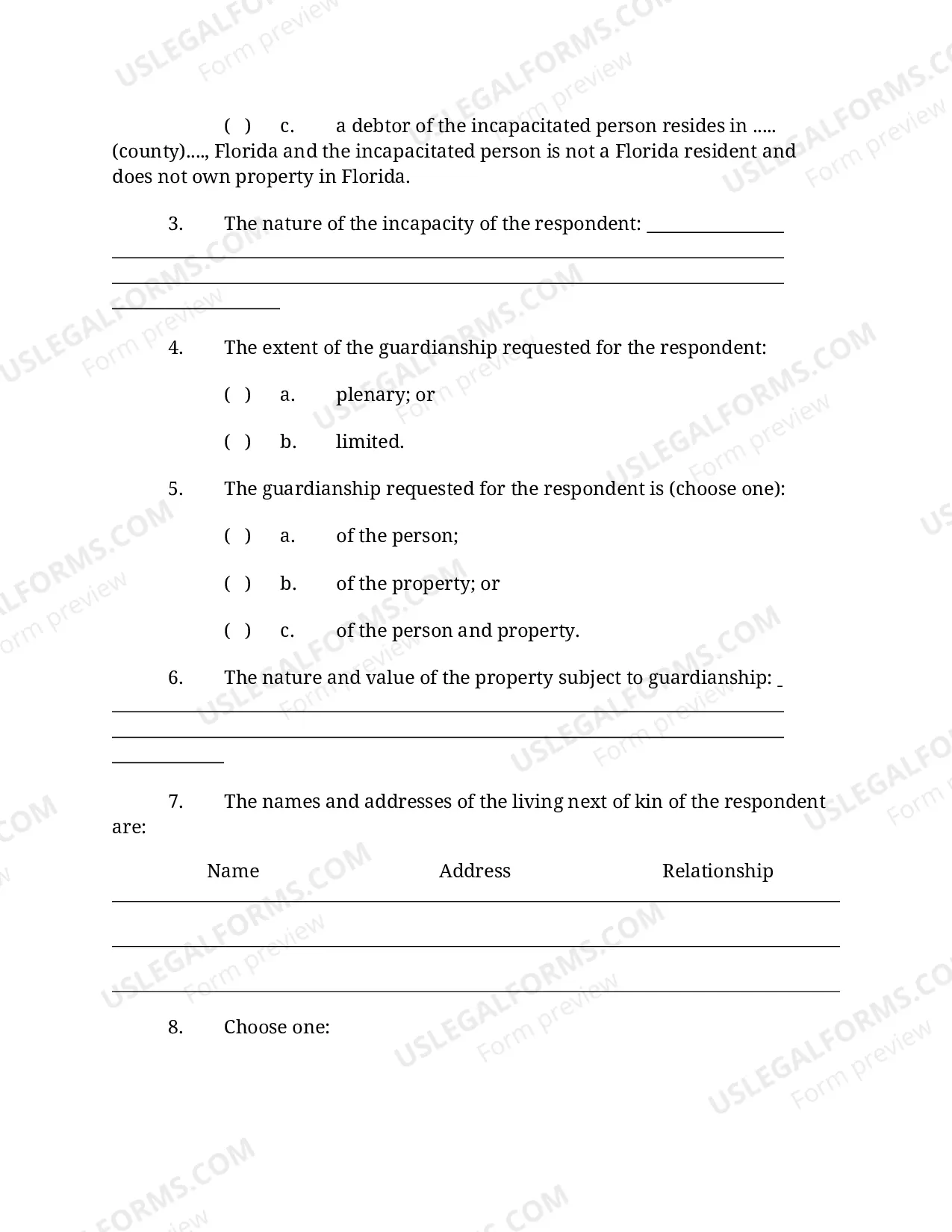 Preview Petition for Appointment of Guardian