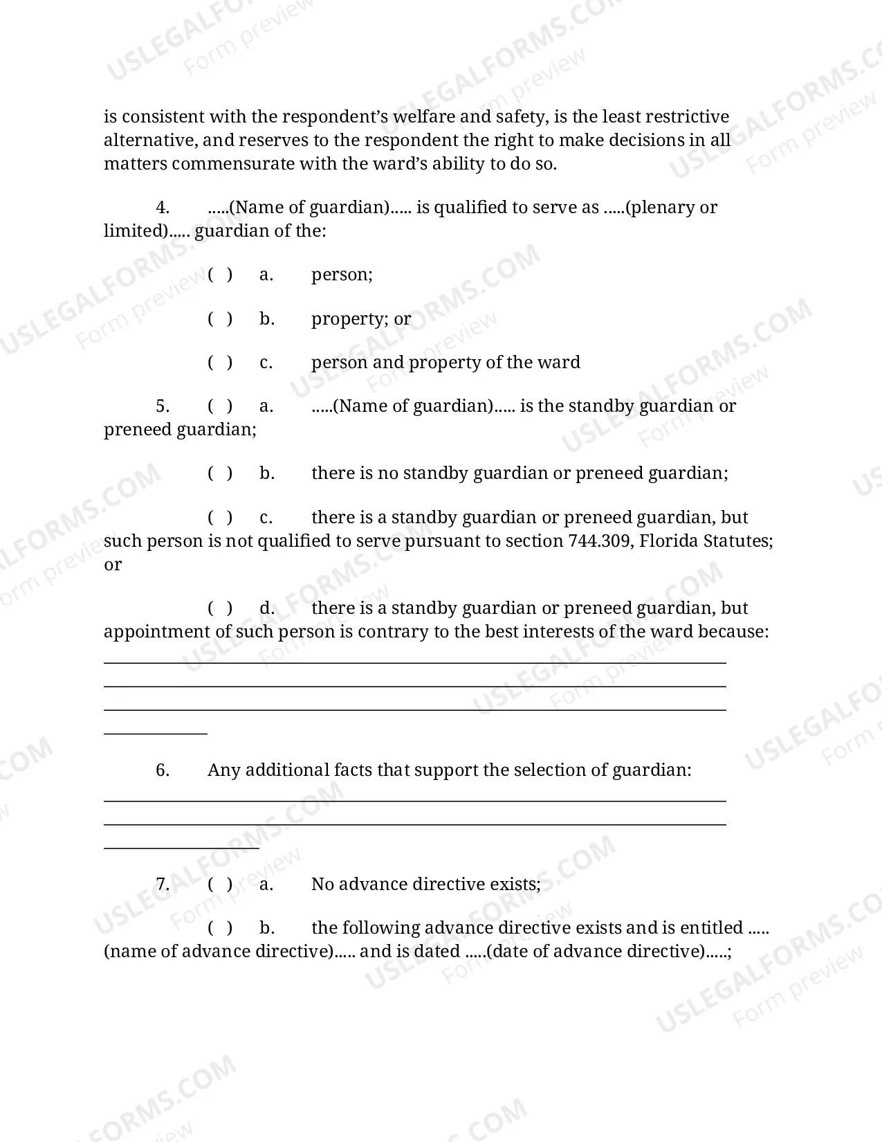 Preview Order for Appointment of Guardian